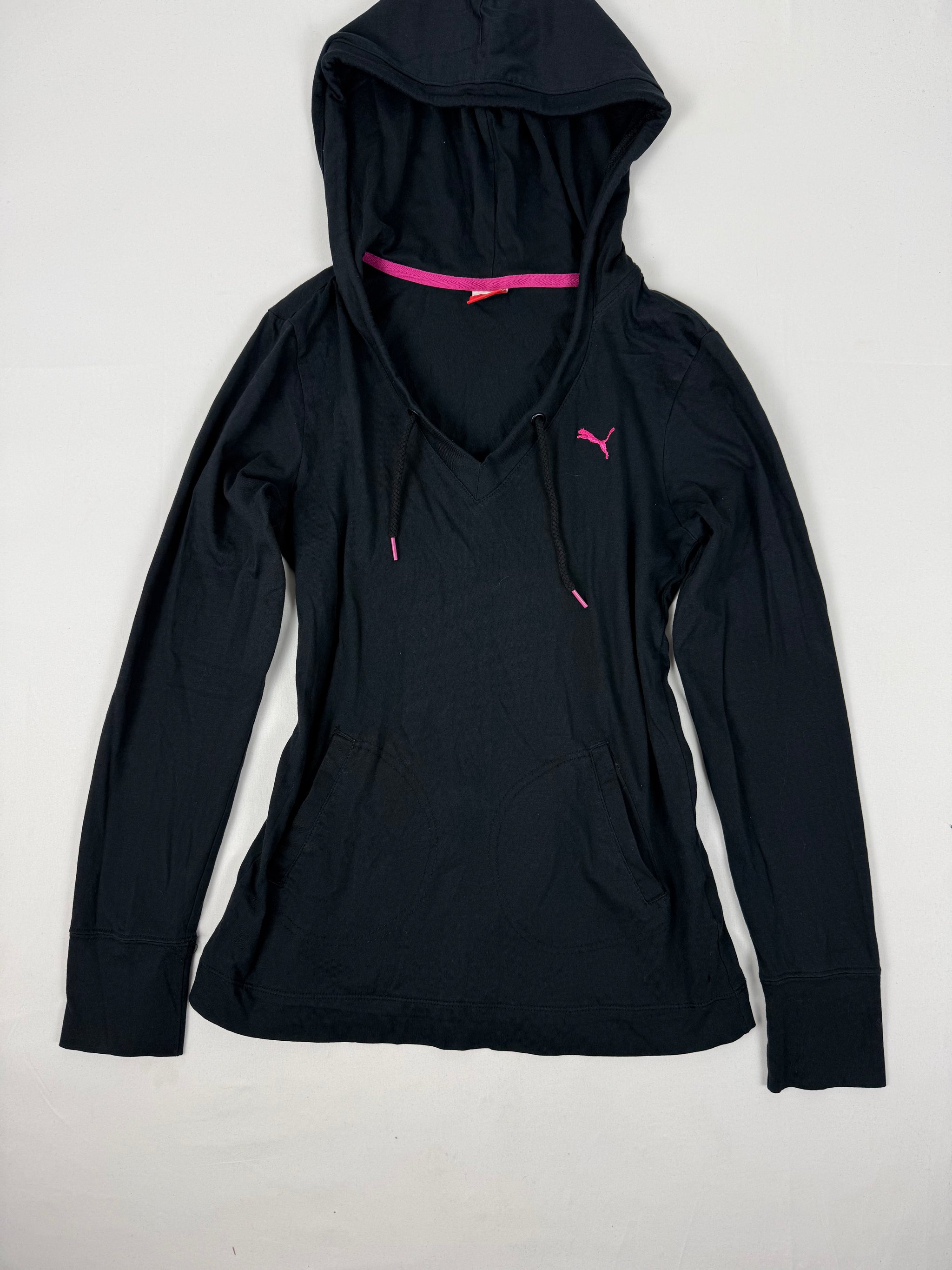 Black logo cotton hoodie (XS/S)