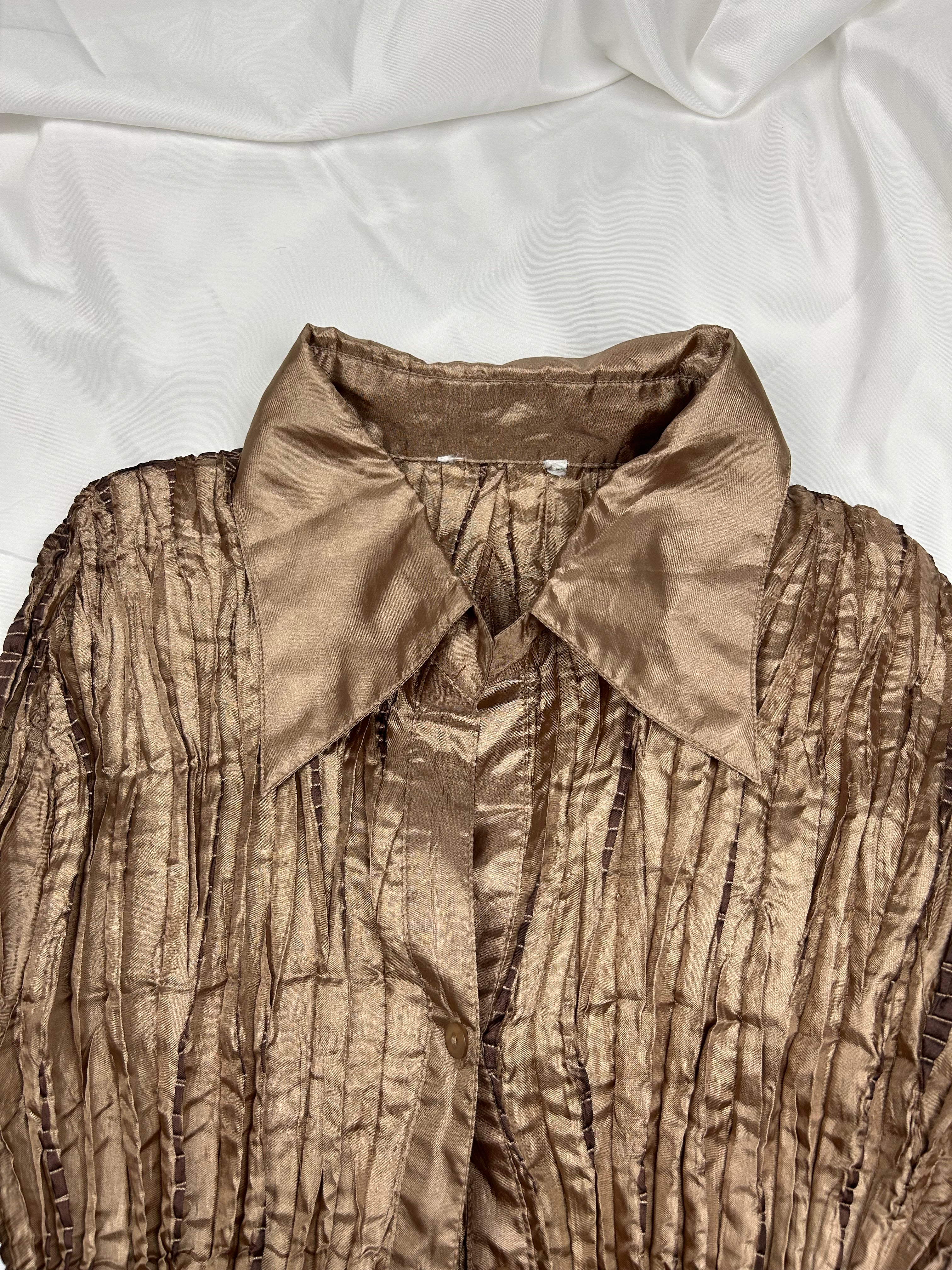 Gold ruched long sleeves shirt (One size)