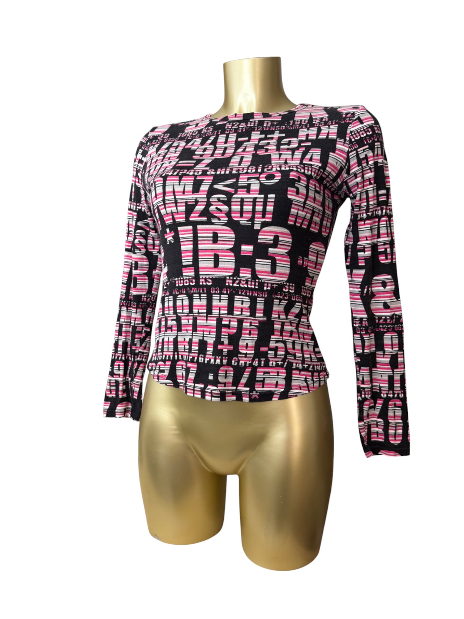 Graphic pink 100% cotton long sleeves top (S)