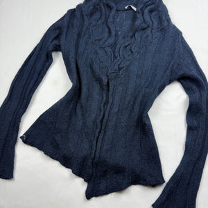 Navy mohair soft tight fit cardigan jumper (S)