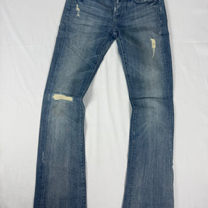 Blue denim low rise bootcut pants (XS)