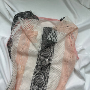 Baby pink mesh plunge neck top (S)