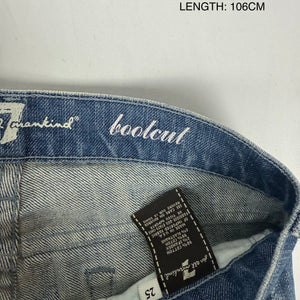 Blue denim low rise bootcut pants (XS)