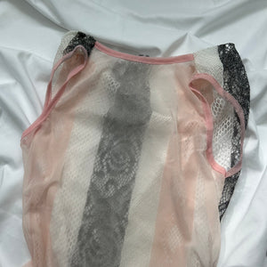 Baby pink mesh plunge neck top (S)