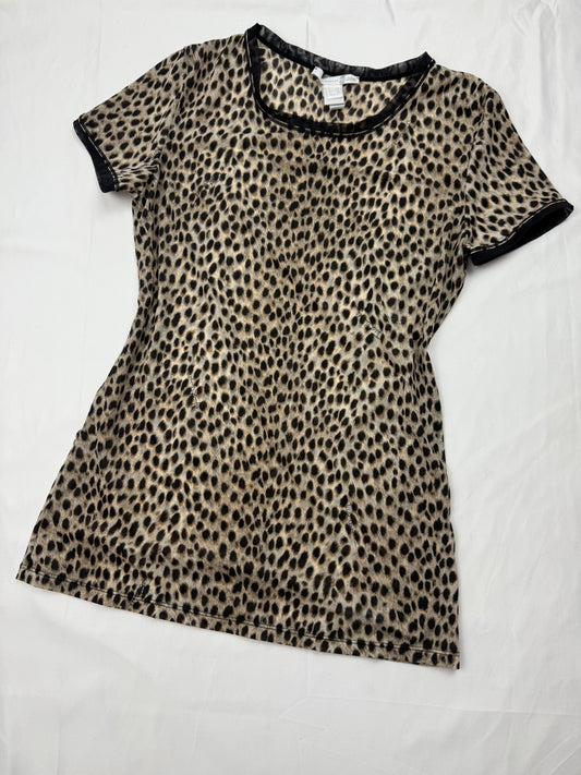 Beige panther lycra tight fit tee (L)