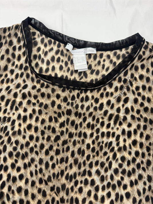 Beige panther lycra tight fit tee (L)