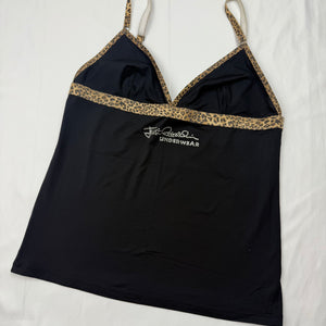 Black rhinestones logo panther cami top (L)