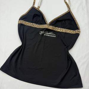 Black rhinestones logo panther cami top (L)