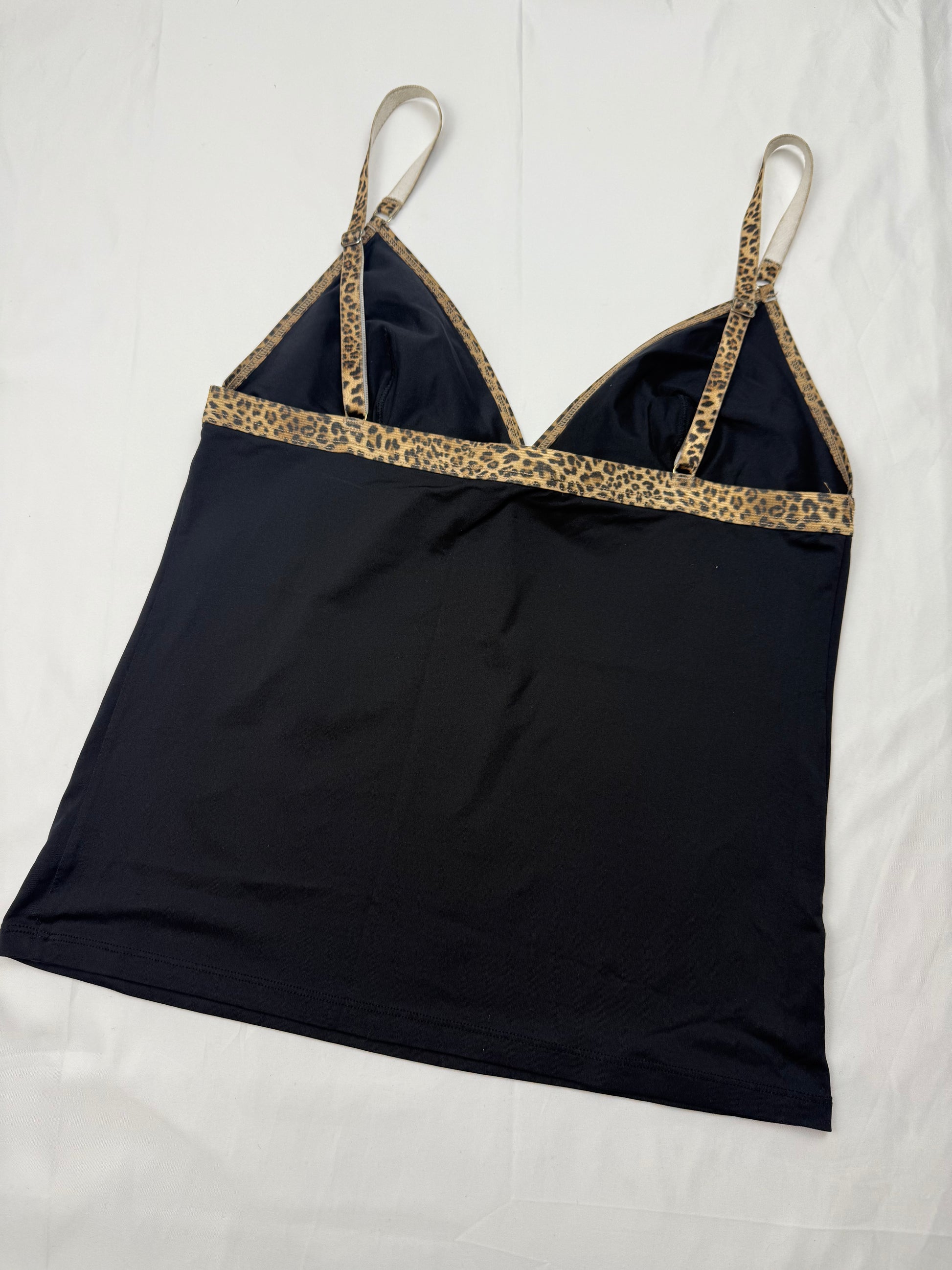 Black rhinestones logo panther cami top (L)