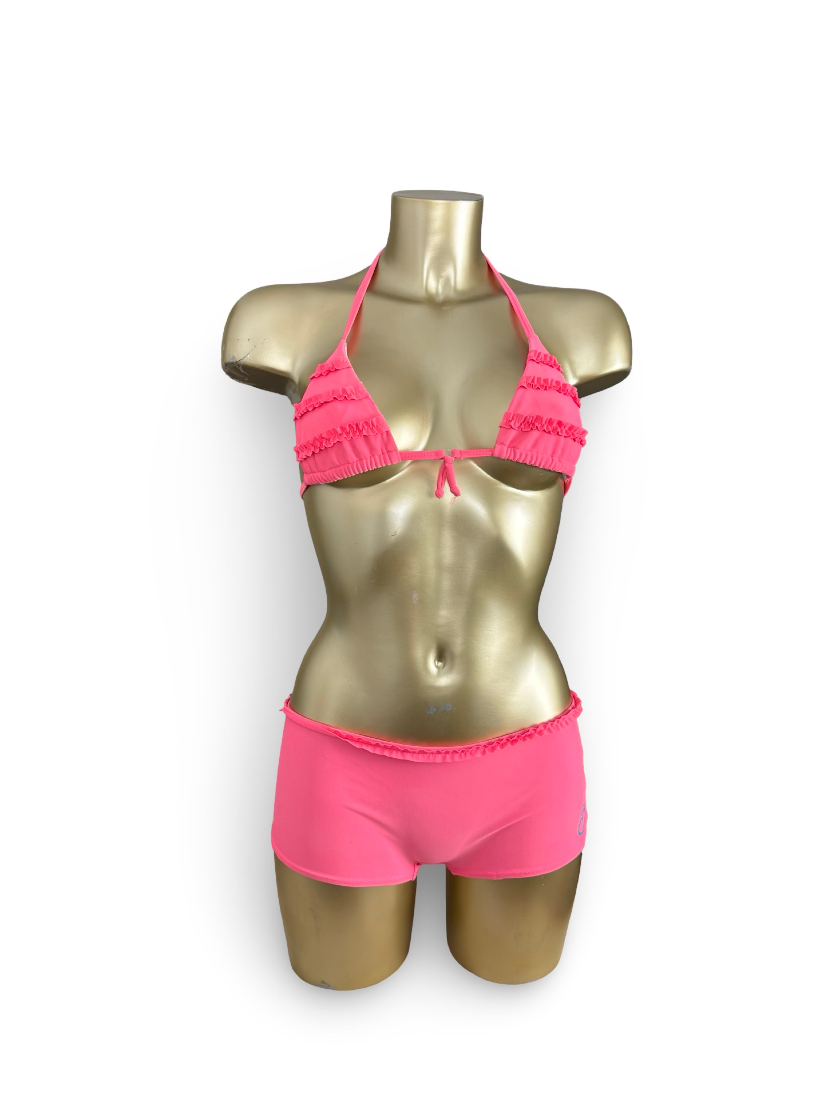 Pink neon low rise bikini set (XS)