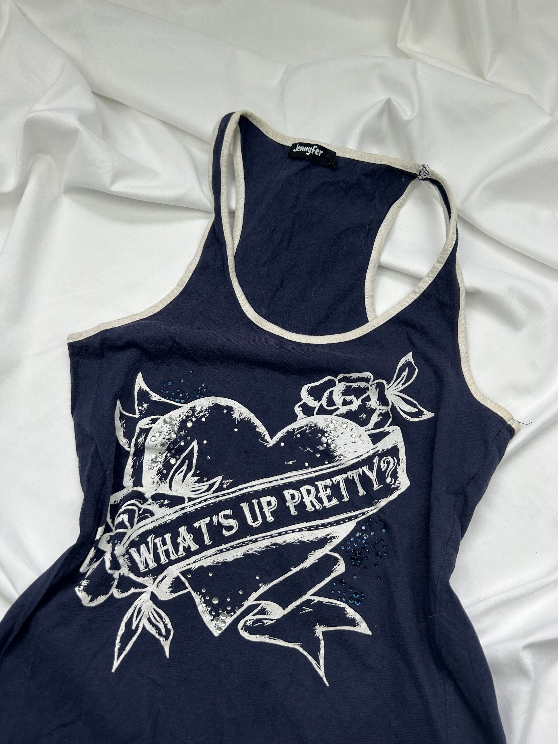 Navy graphic tank top (M)