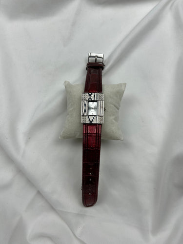 Vintage silver leather & inox bracelet watch jewelry