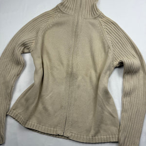 Beige zip up 100% cotton cardigan jumper (S/M)