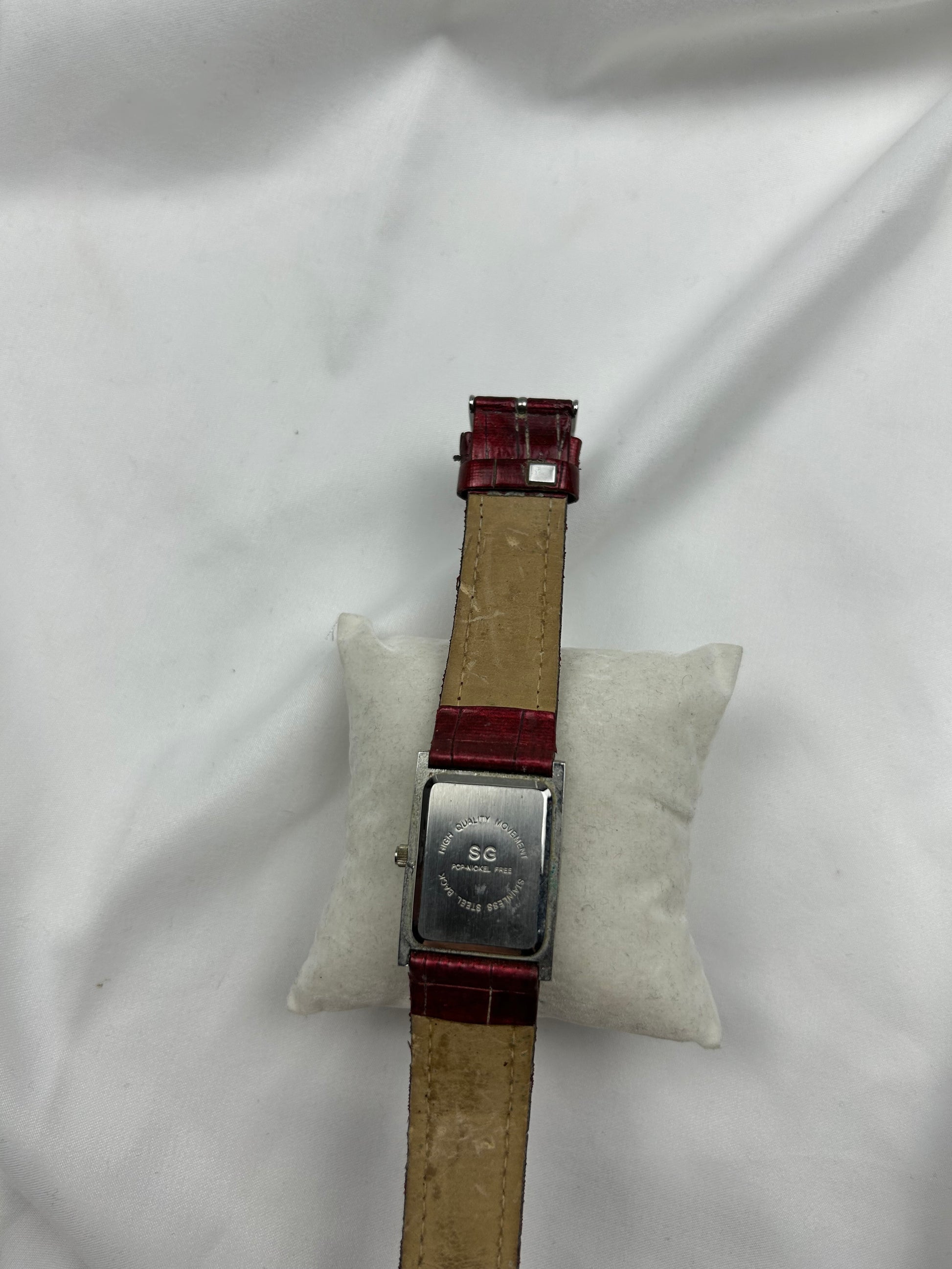 Vintage silver leather & inox bracelet watch jewelry