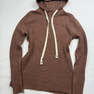 Brown hooded tight fit jumper (S)