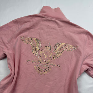 Pink cotton zip up tight fit sweatshirt (L)