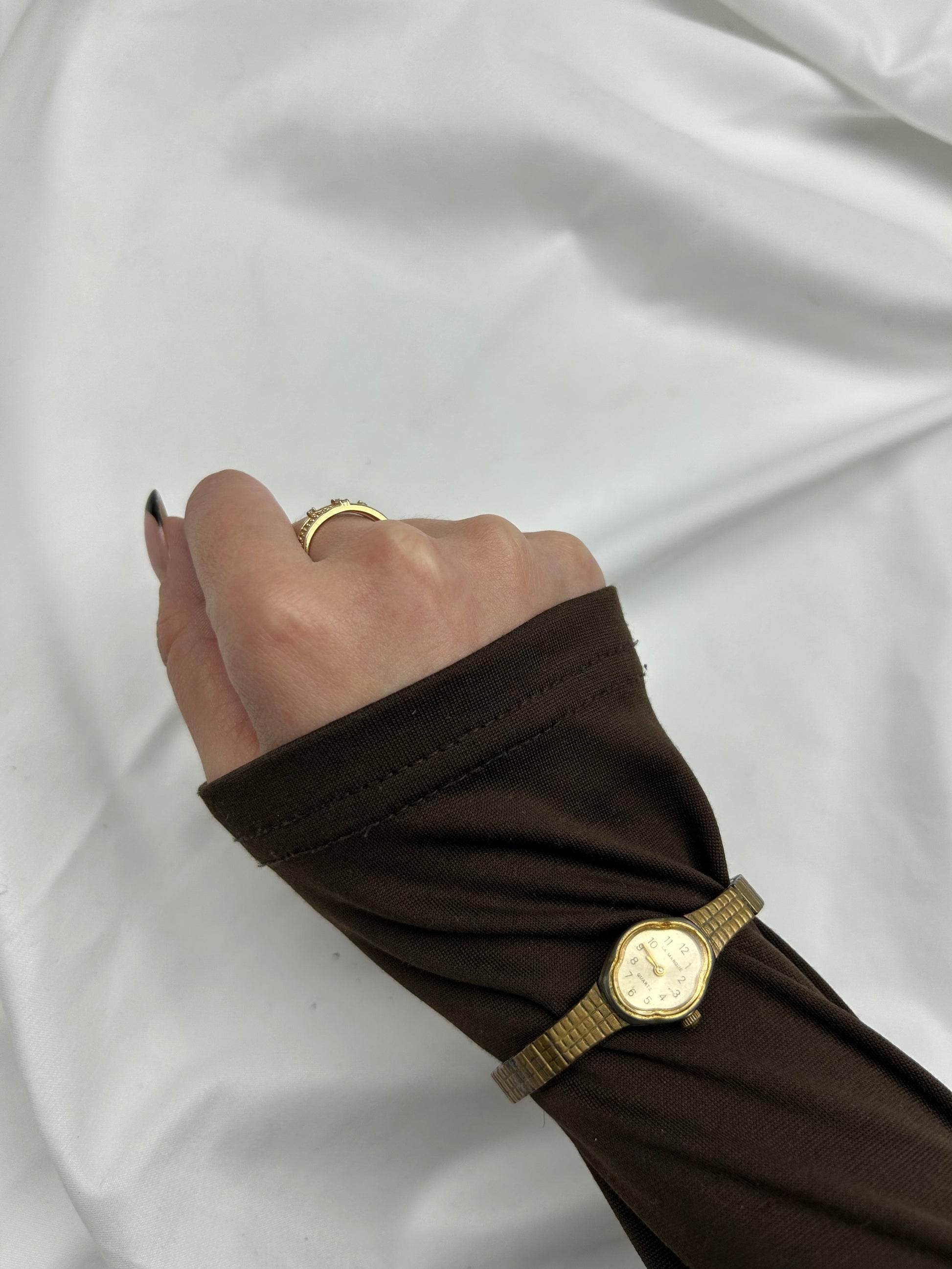 Vintage gold inox bracelet watch jewelry