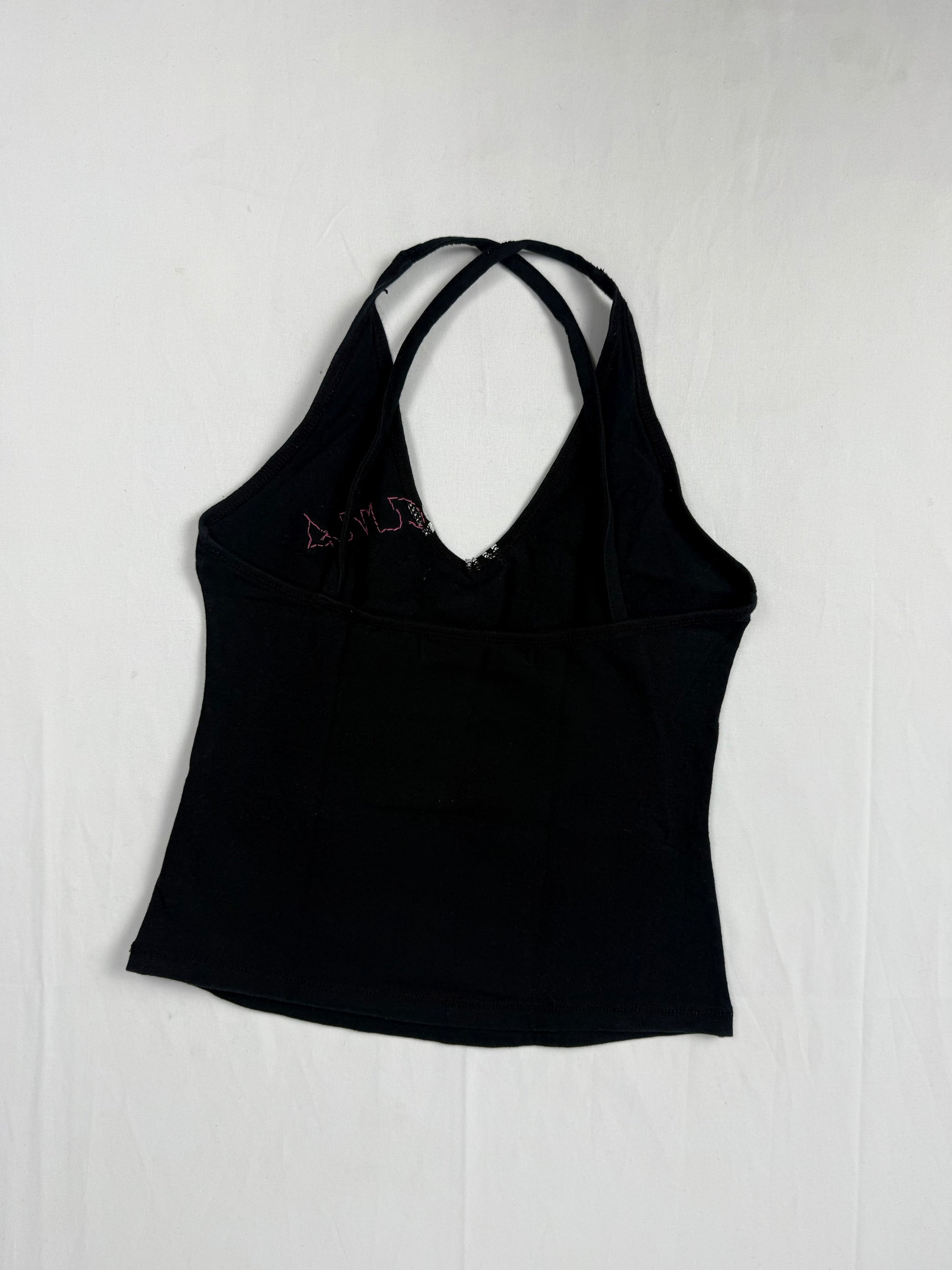 Black sequins graphic top (XS)