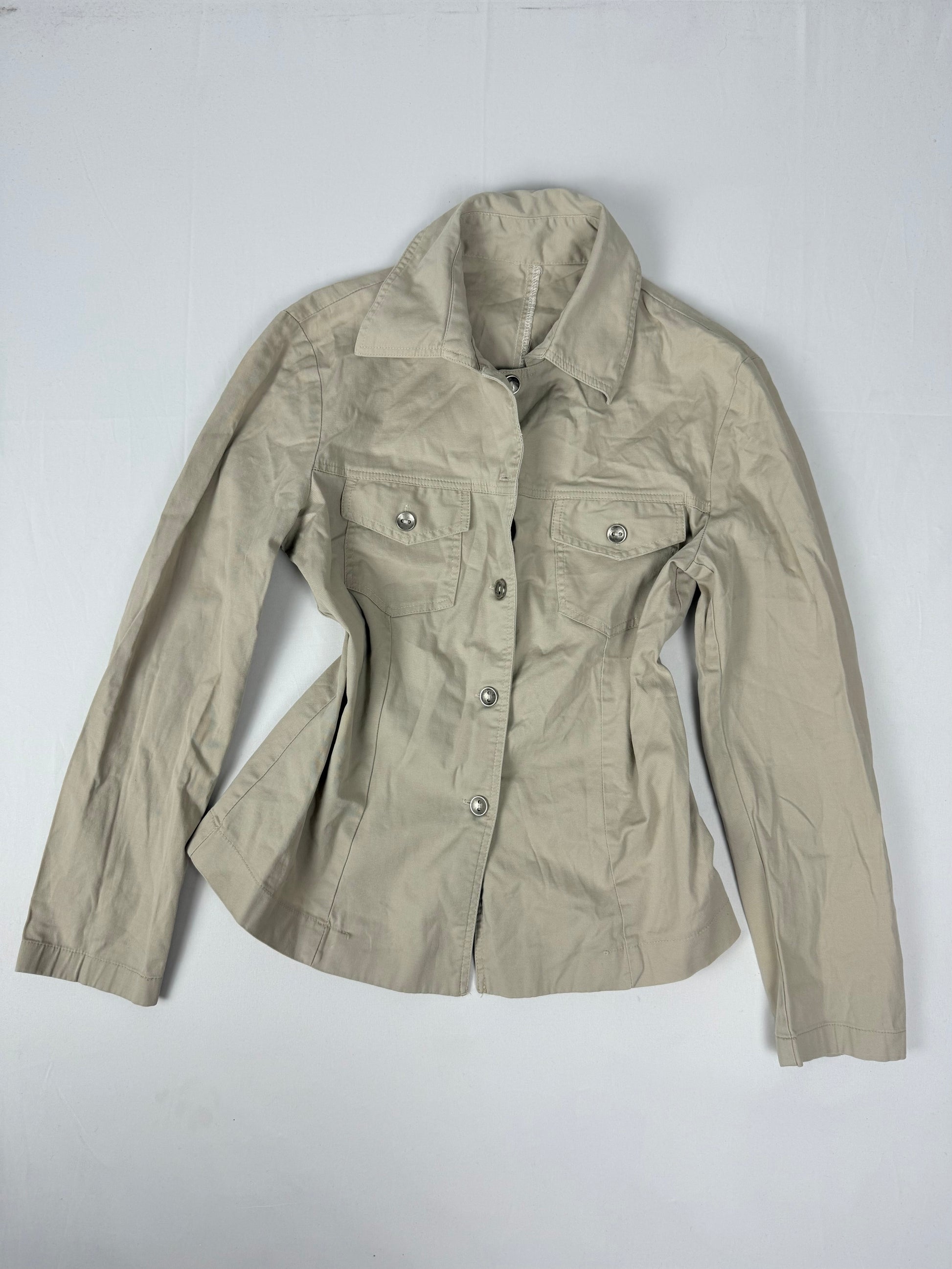 Beige tight fit denim jacket (S)