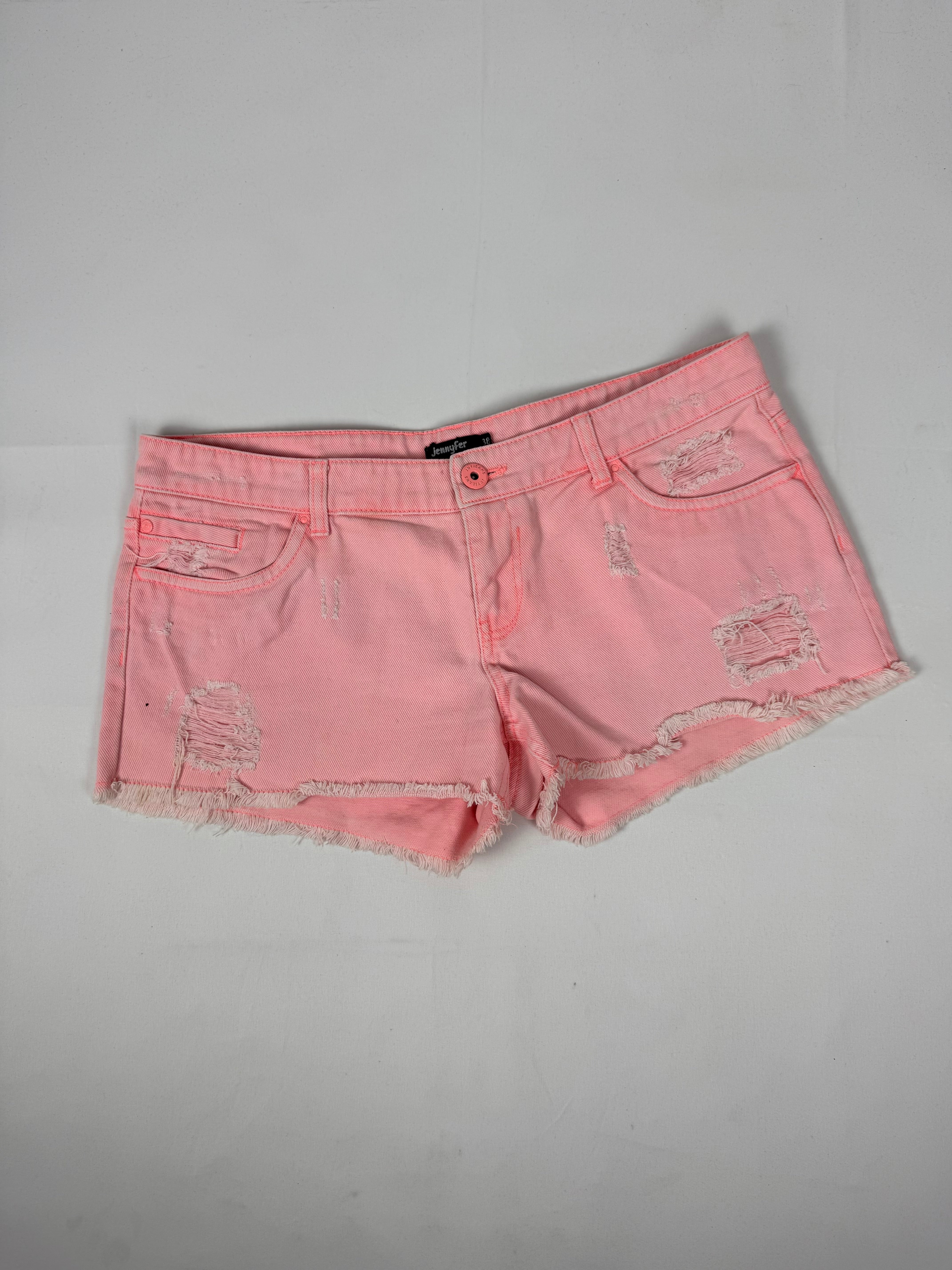 Neon pink denim low rise mini short (M/L)