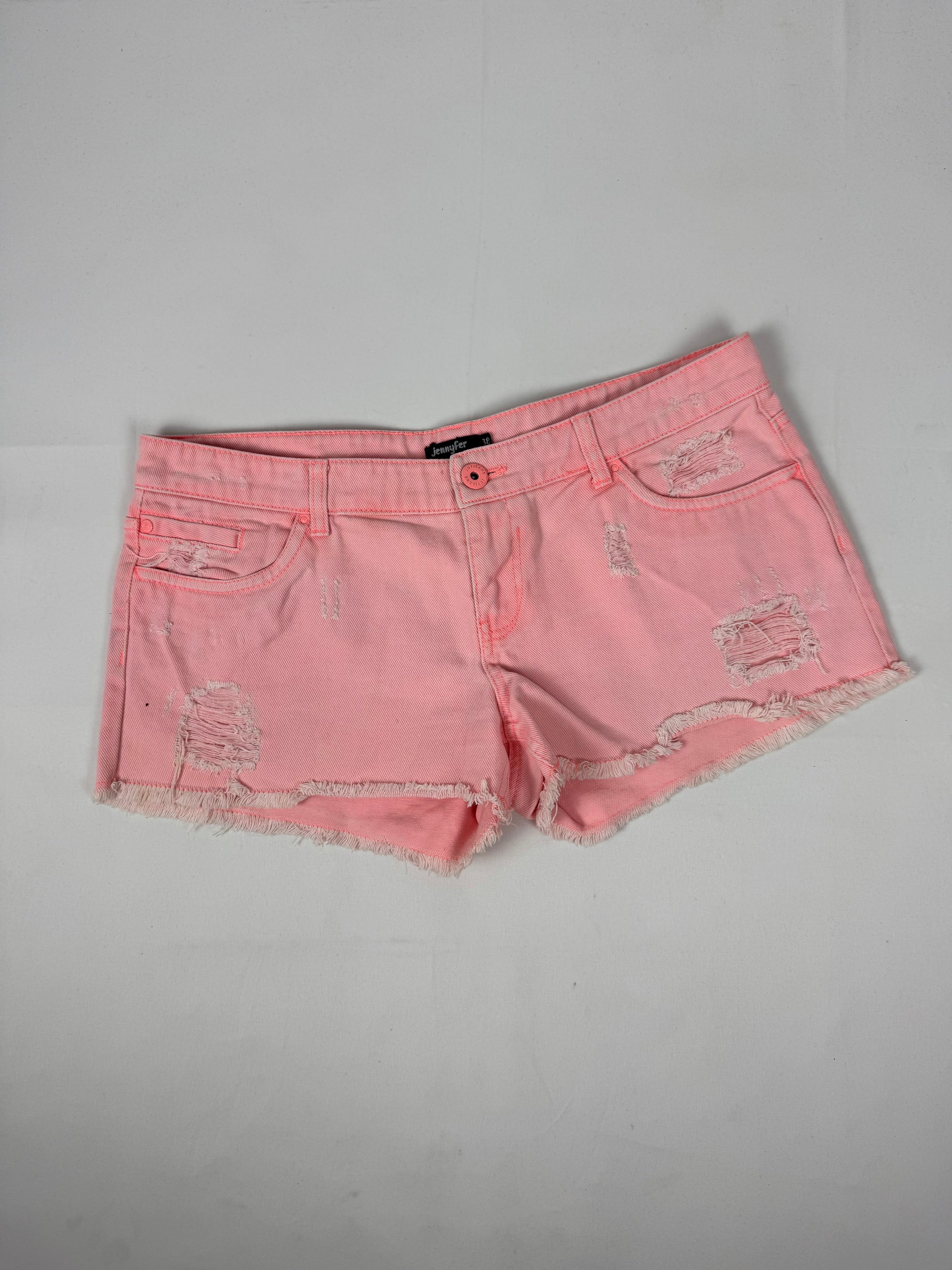 Neon pink denim low rise mini short (M/L)