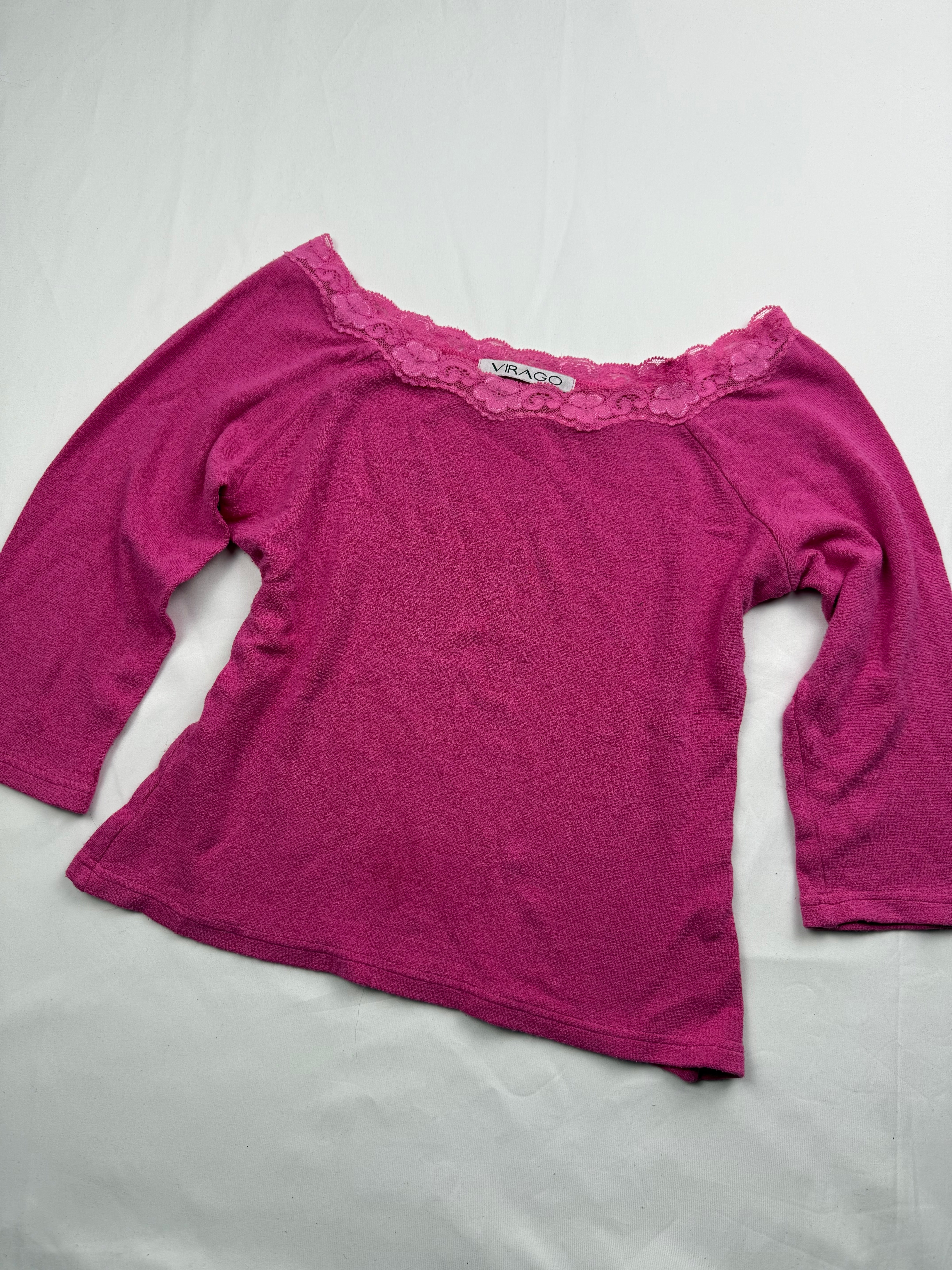 Pink bardot  long sleeves top (M)