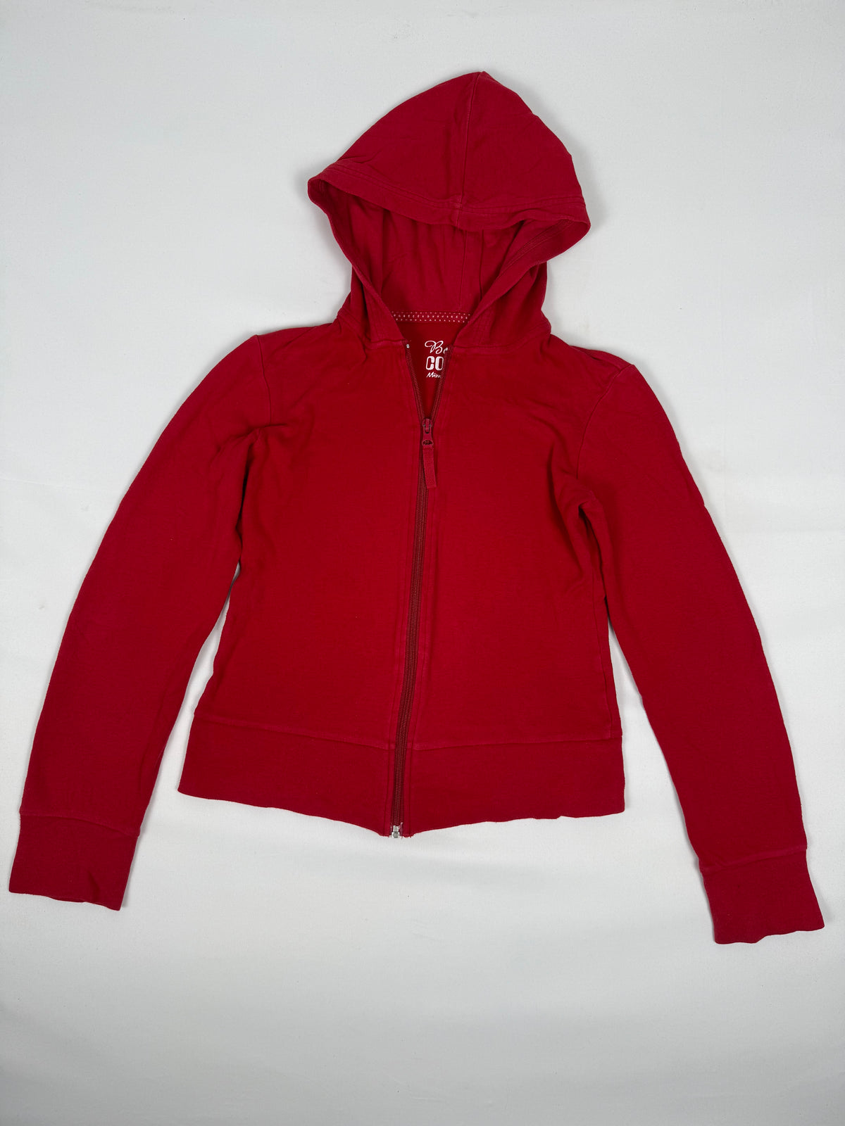 Red zip up cotton hoodie (S)