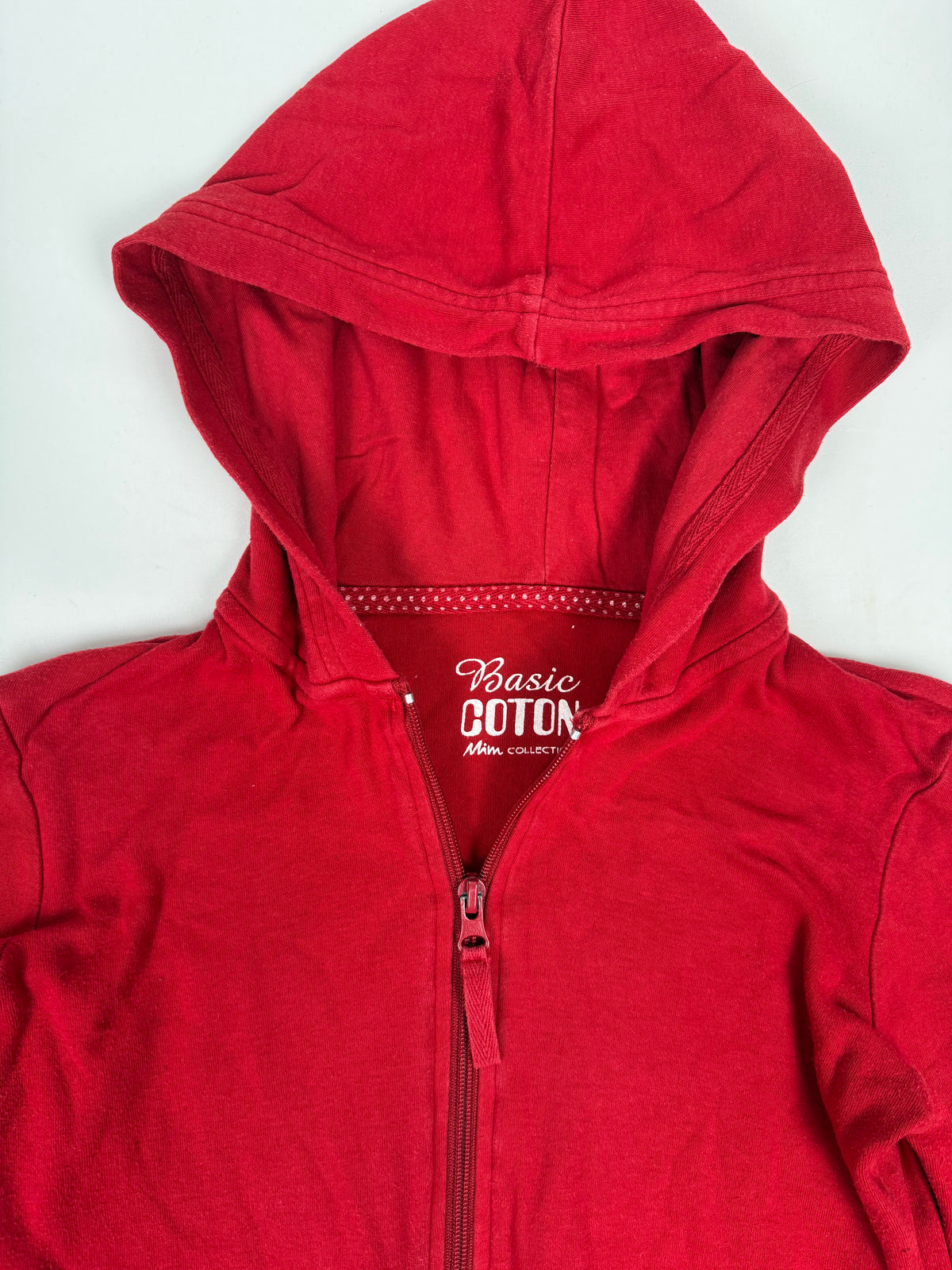Red zip up cotton hoodie (S)