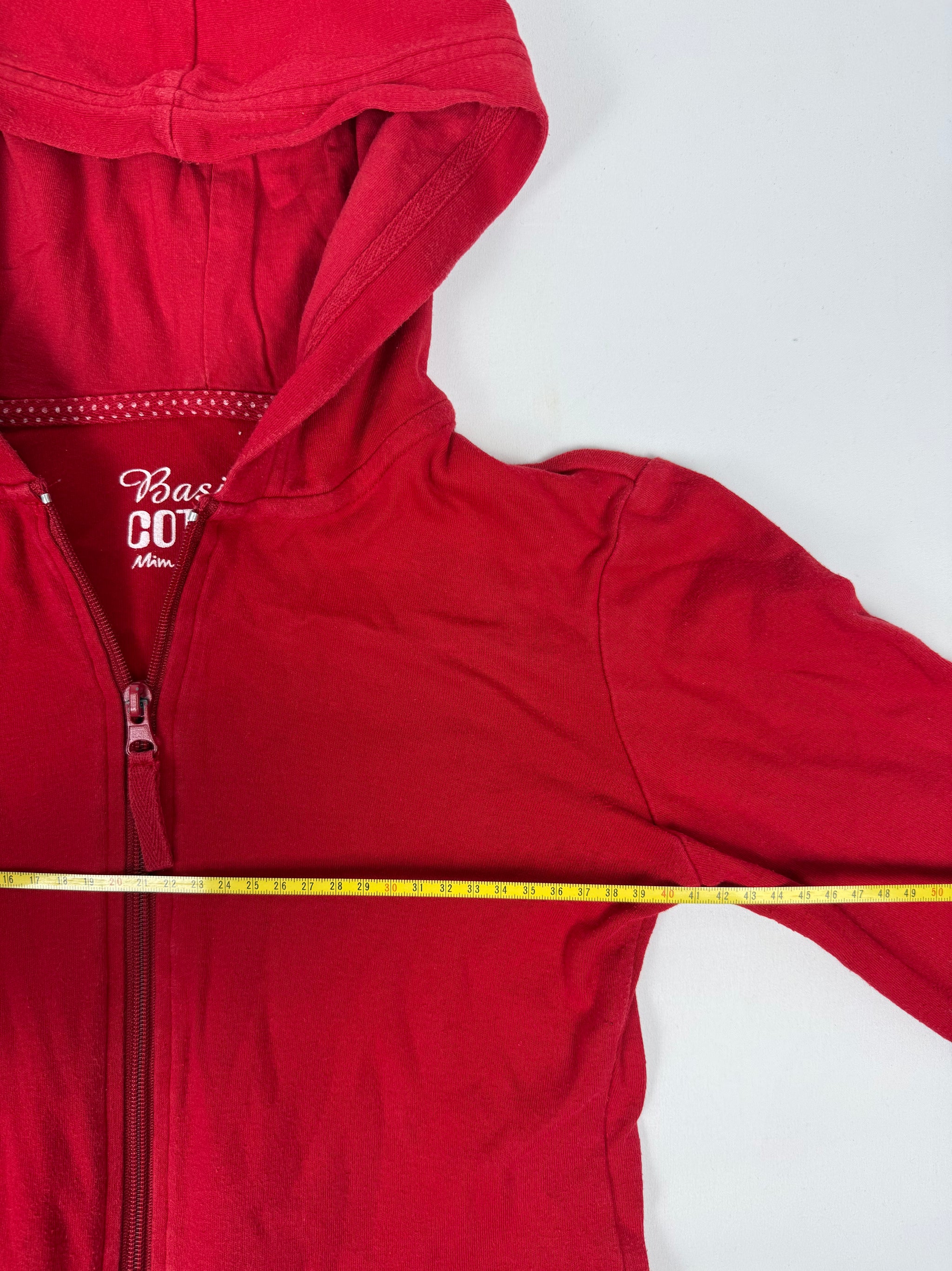 Red zip up cotton hoodie (S)