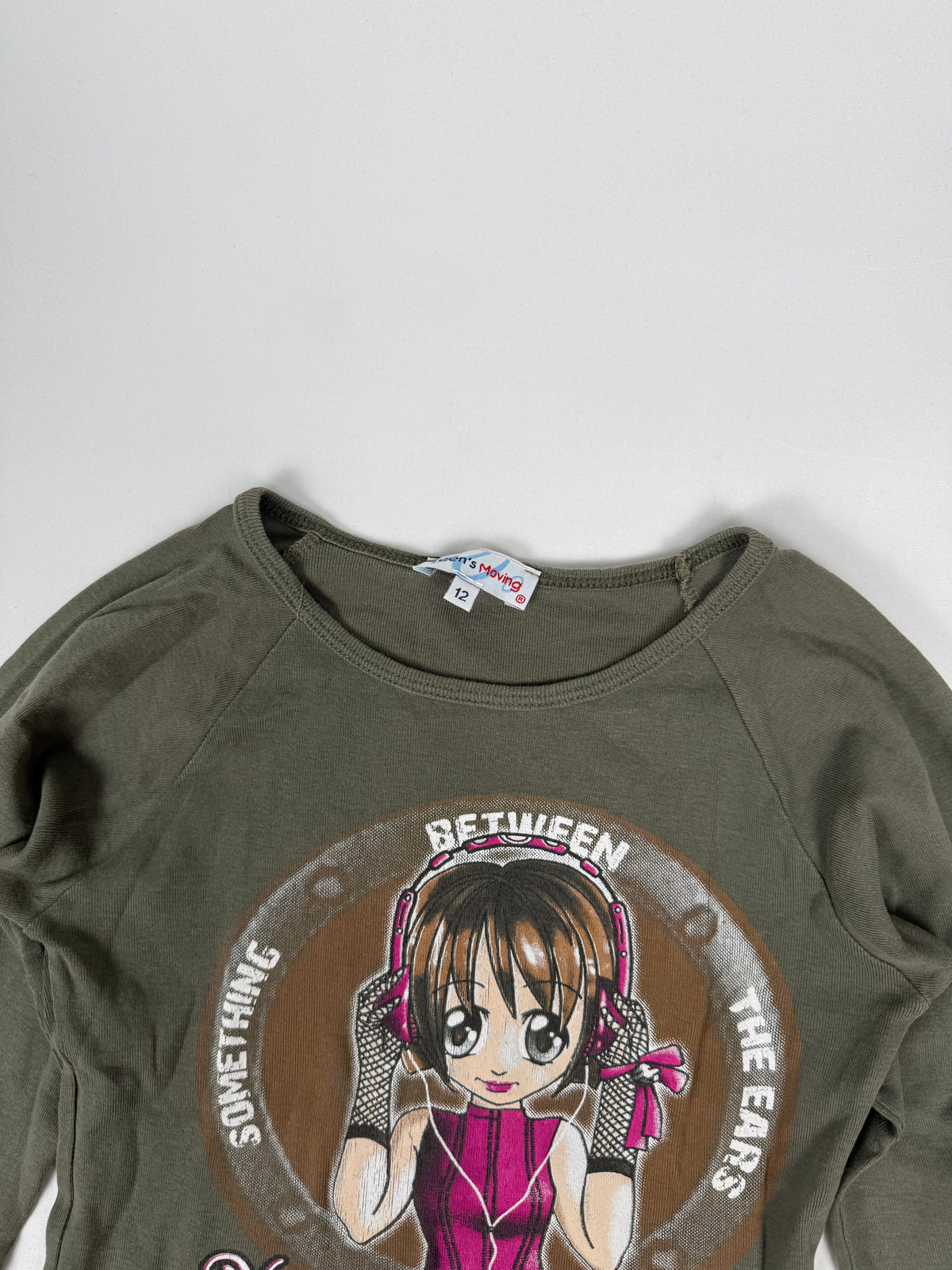 Khaki graphic long sleeves top (XS)