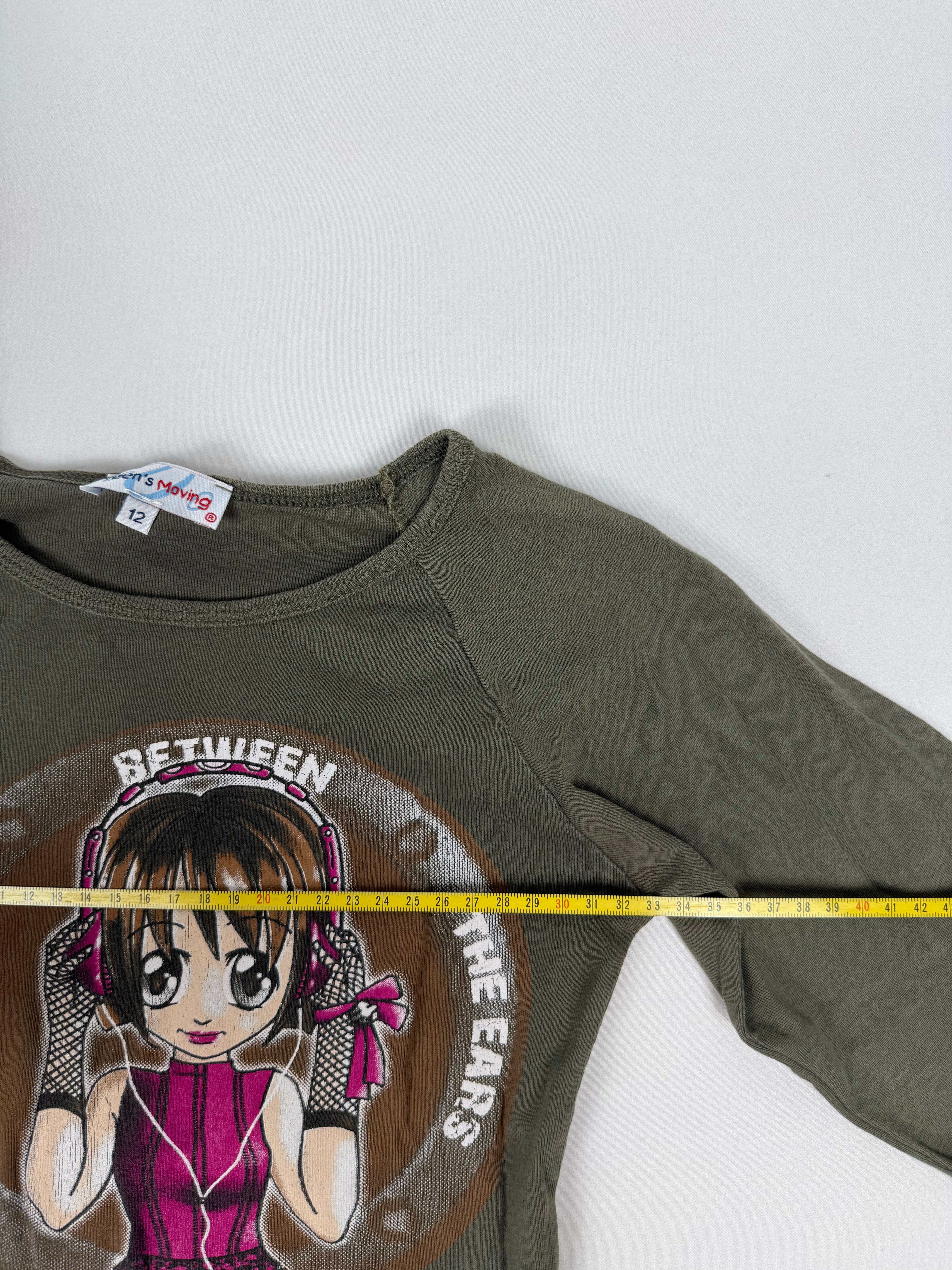 Khaki graphic long sleeves top (XS)