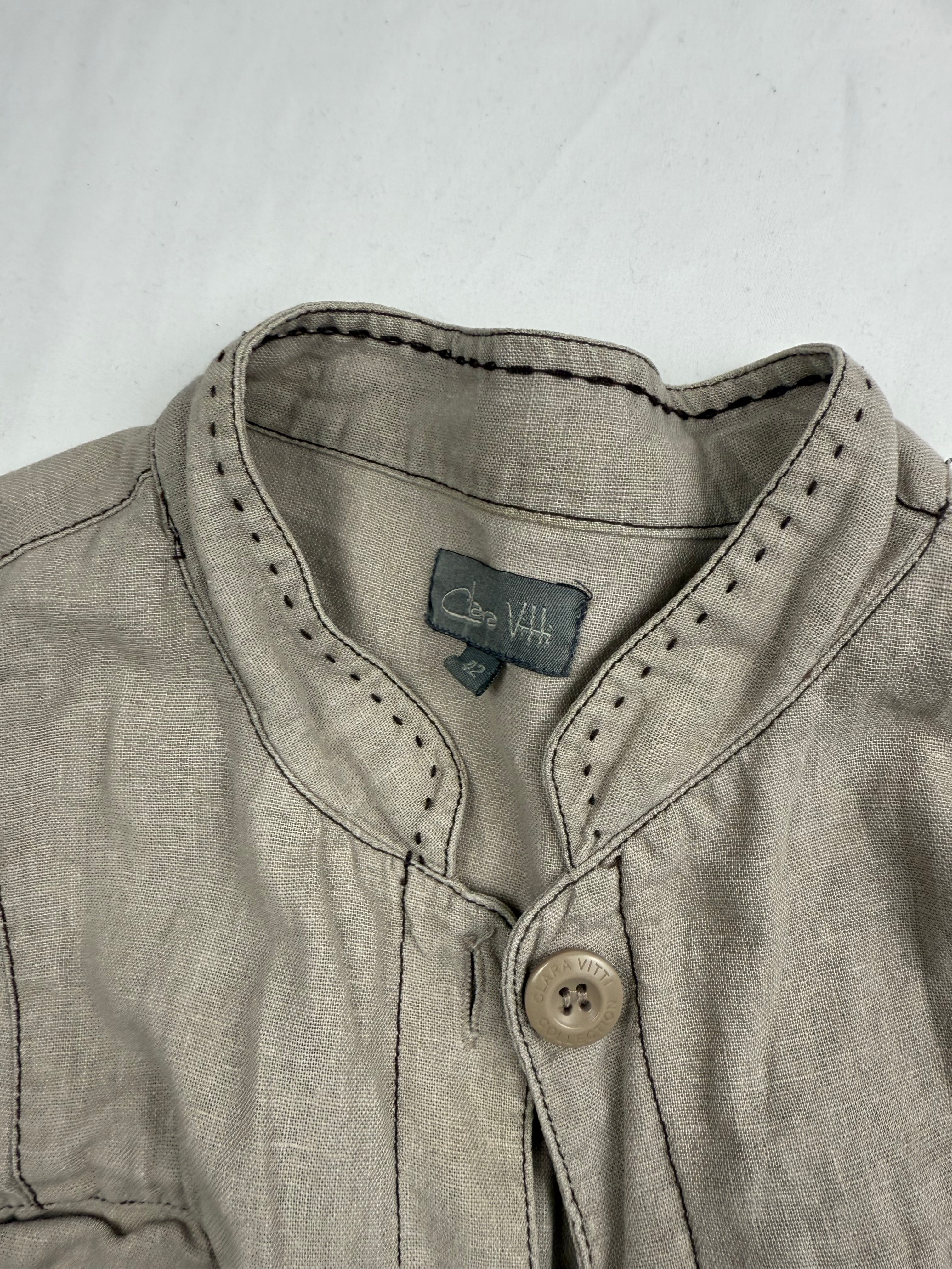 Beige linen blazer jacket (XL)