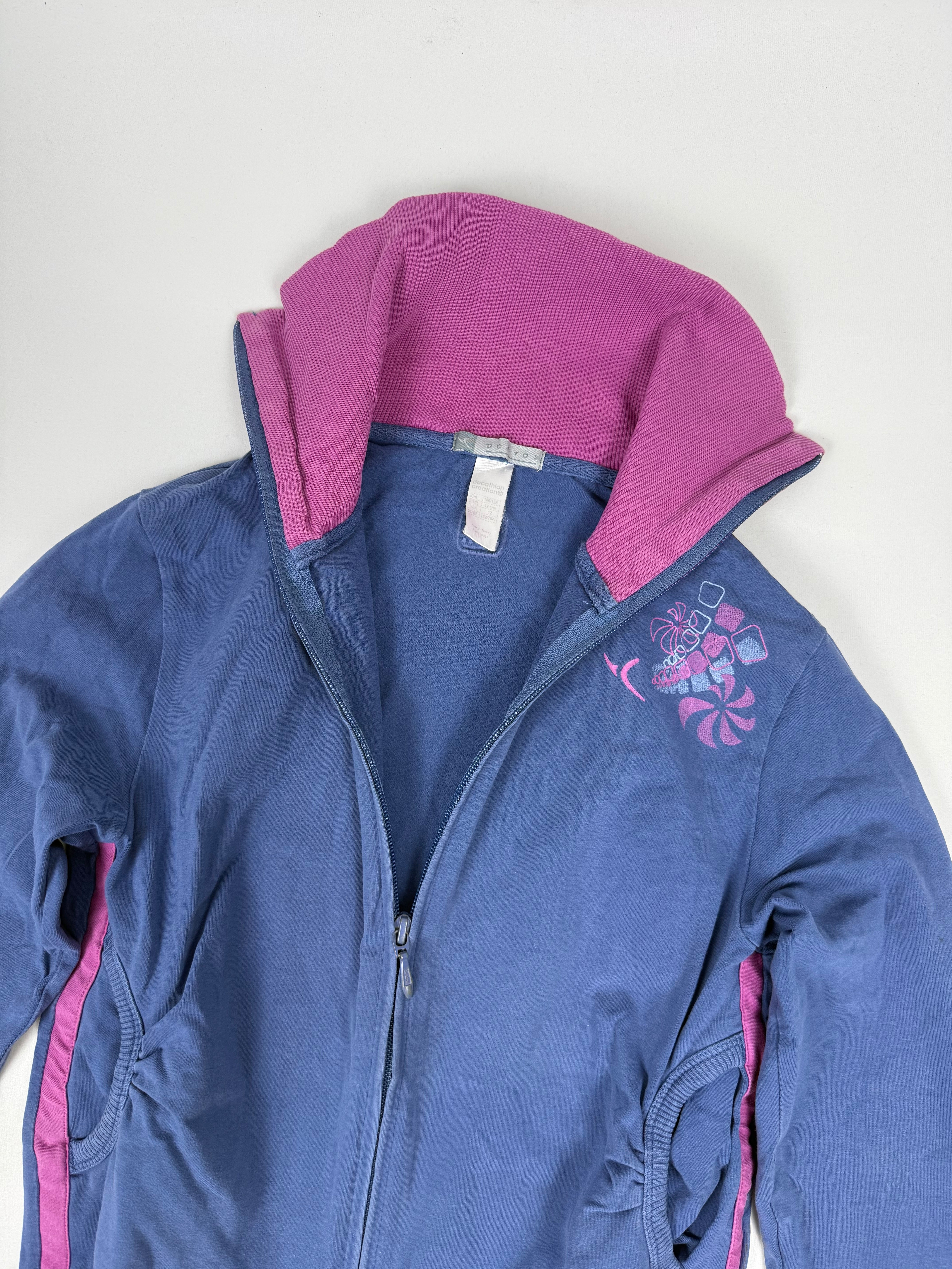 Purple graphic zip up sweatshirt (S)