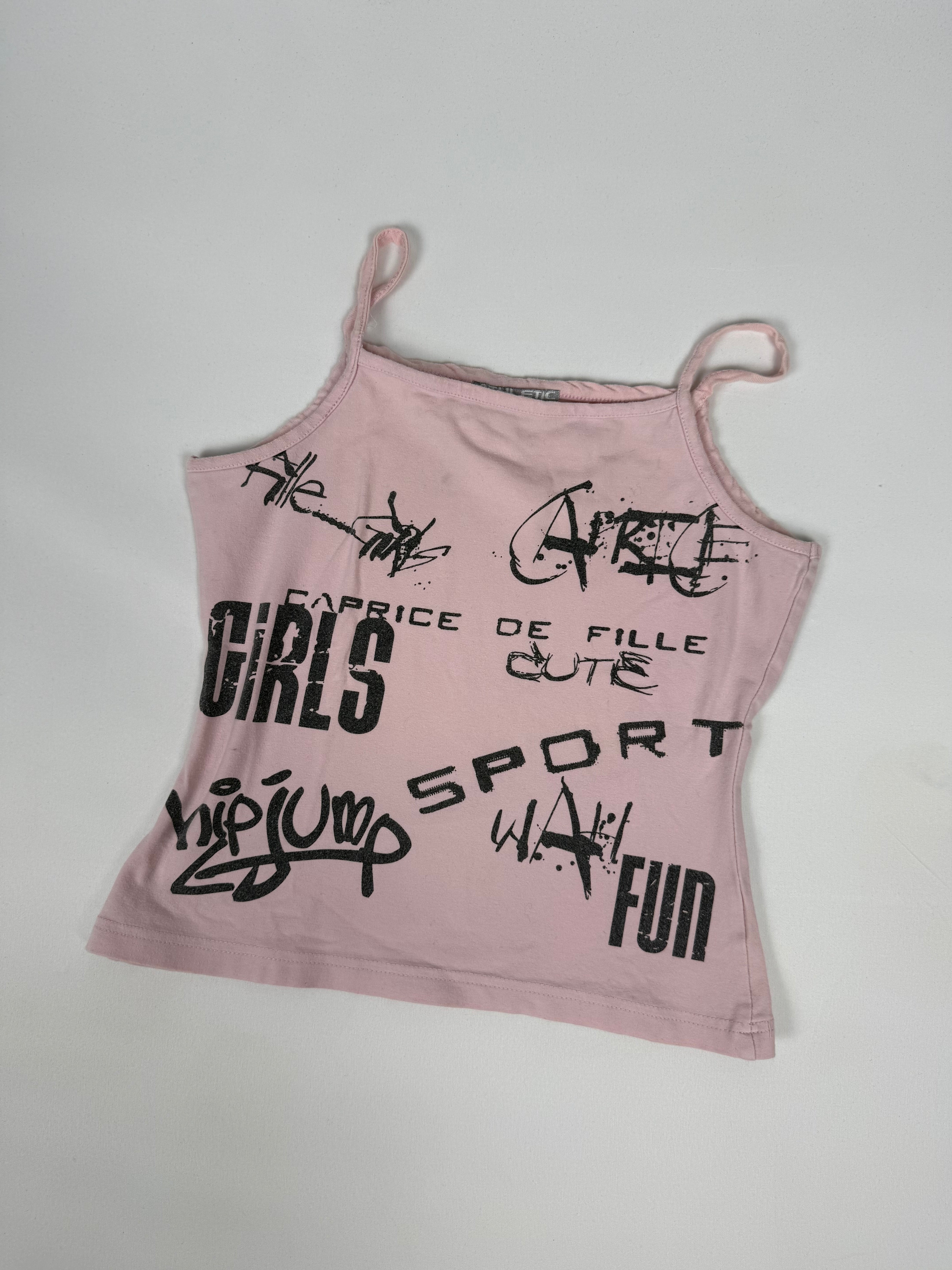 Baby pink graphic cami top (S)