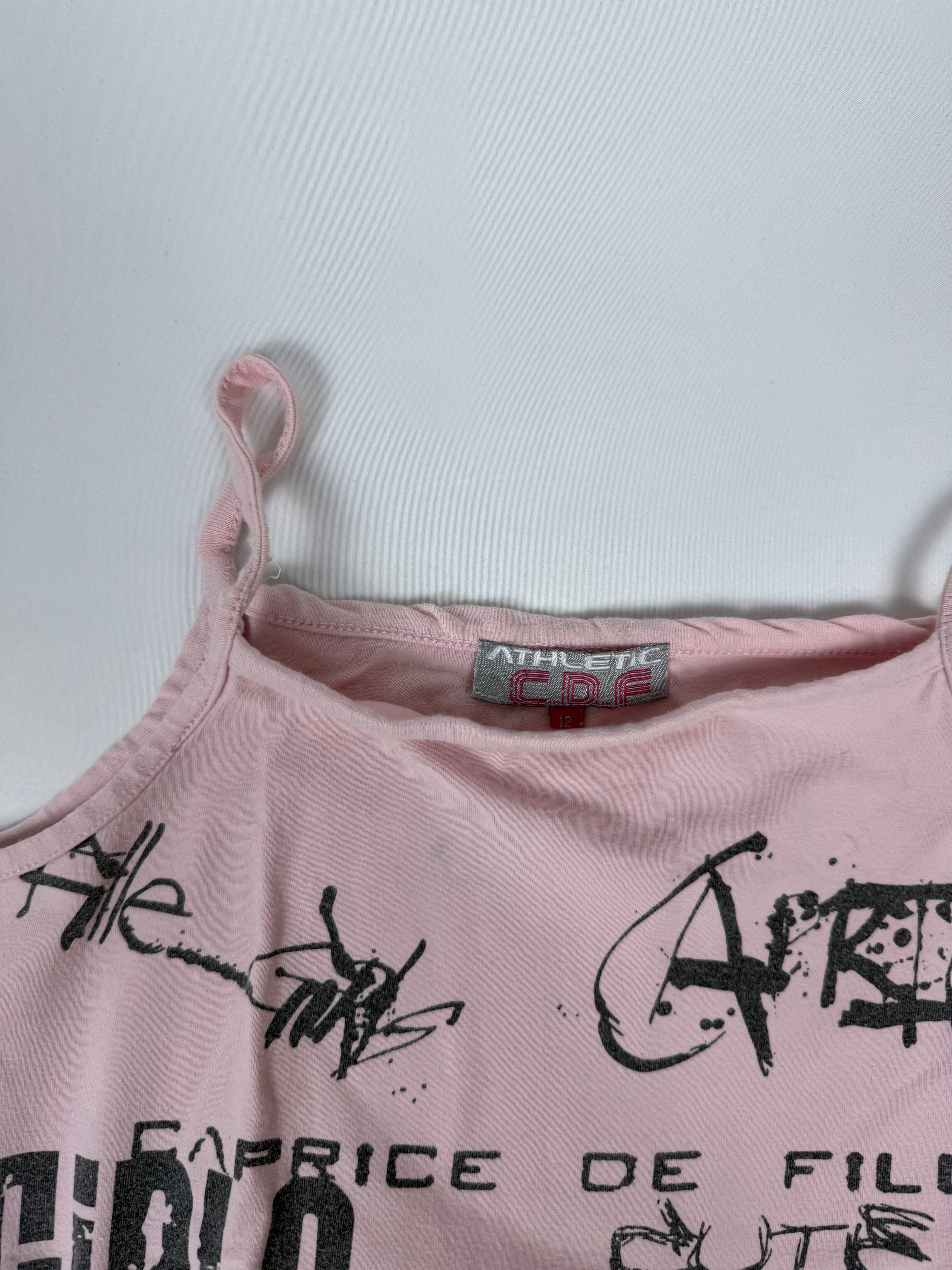 Baby pink graphic cami top (S)