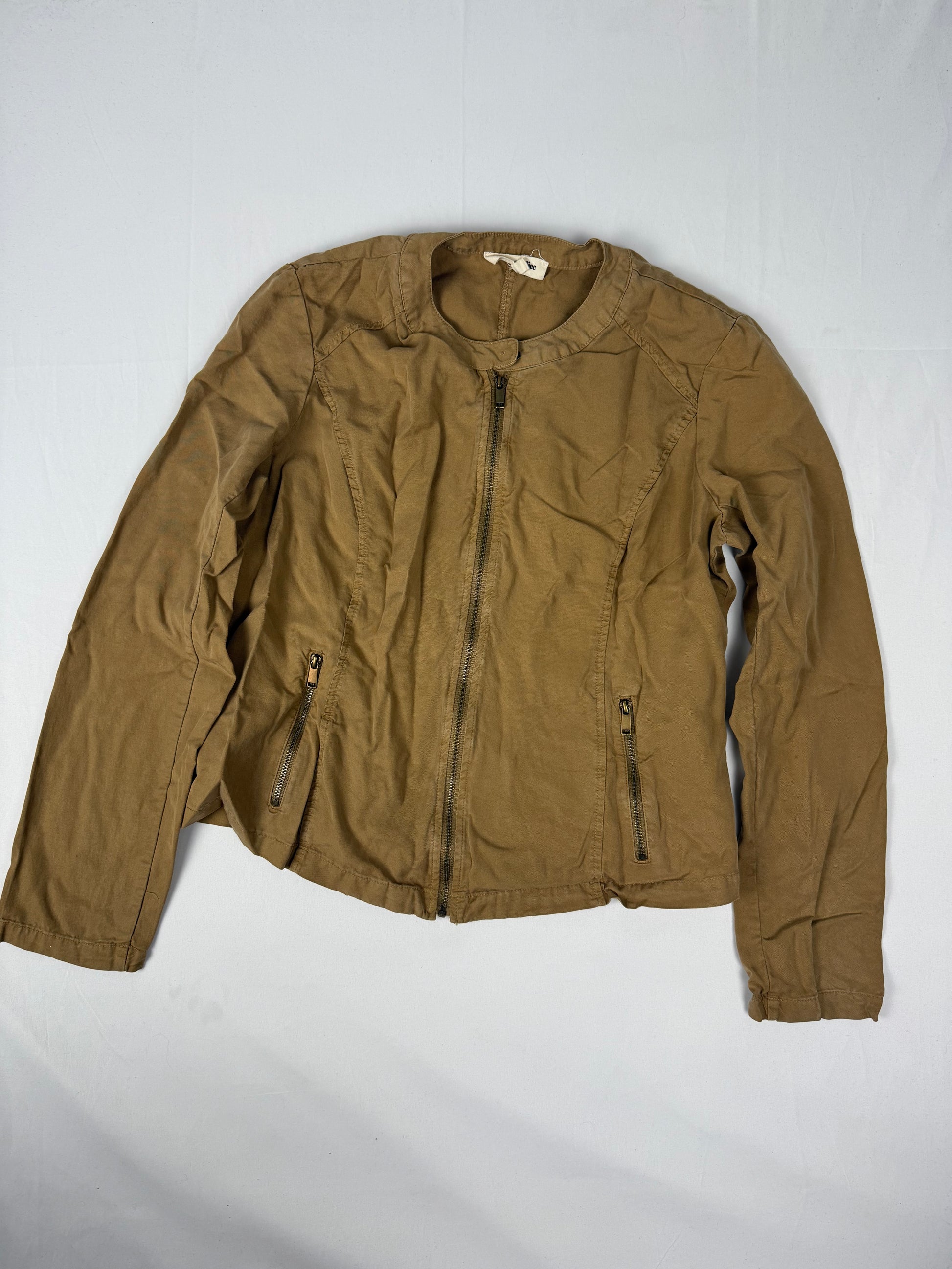 Beige 100% cotton biker jacket (L)