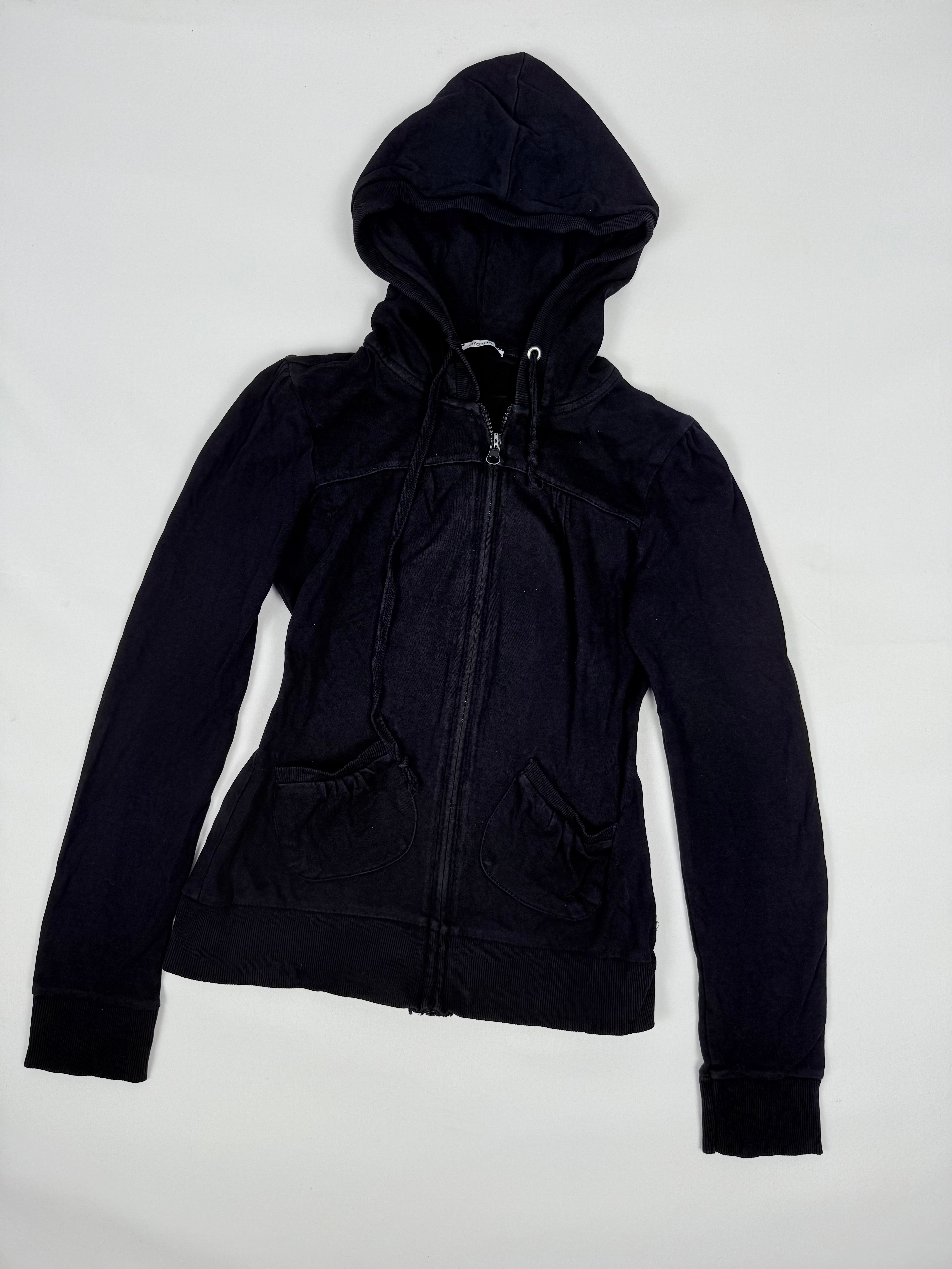 Black zip up cotton hoodie (S)