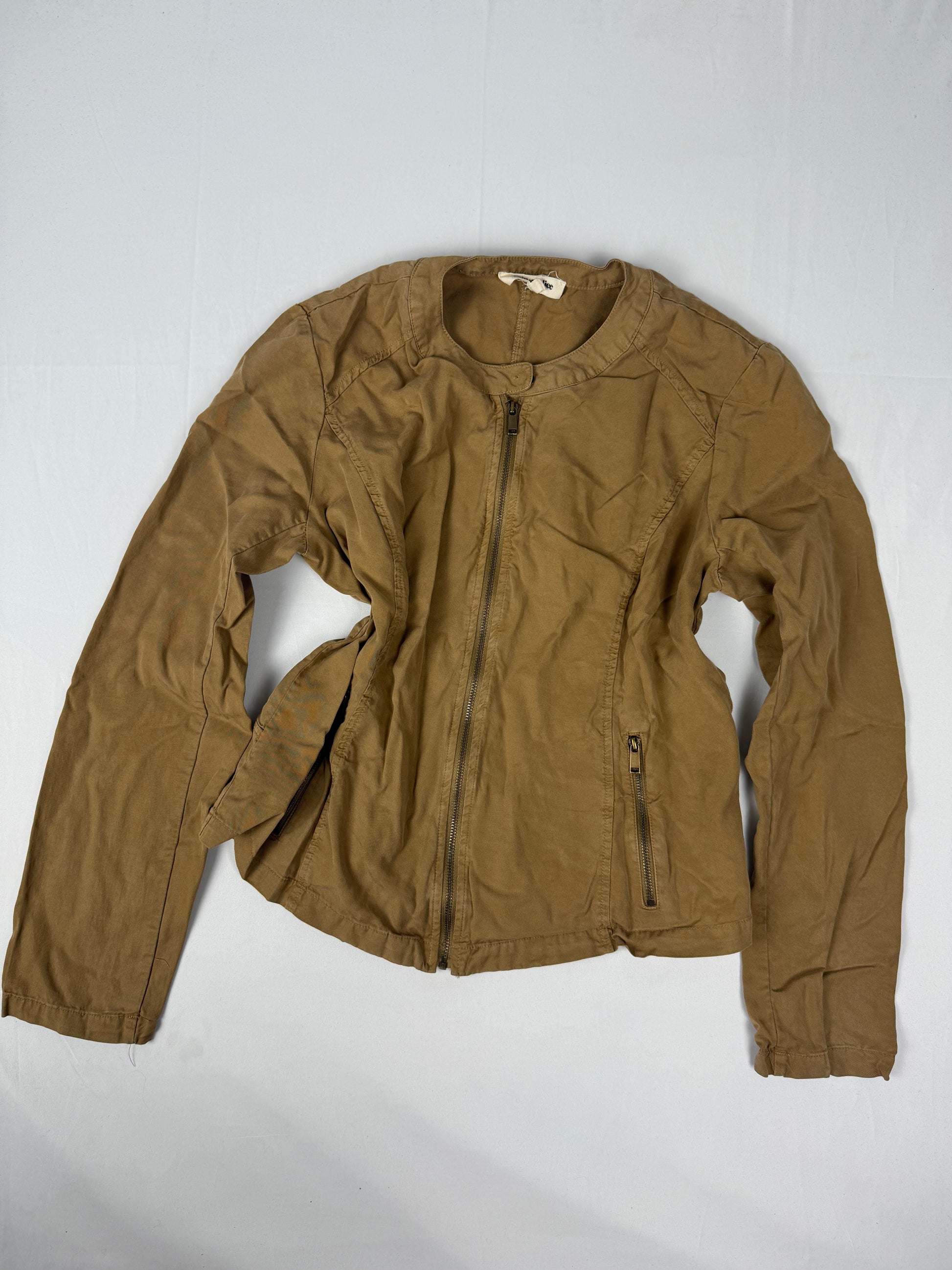 Beige 100% cotton biker jacket (L)