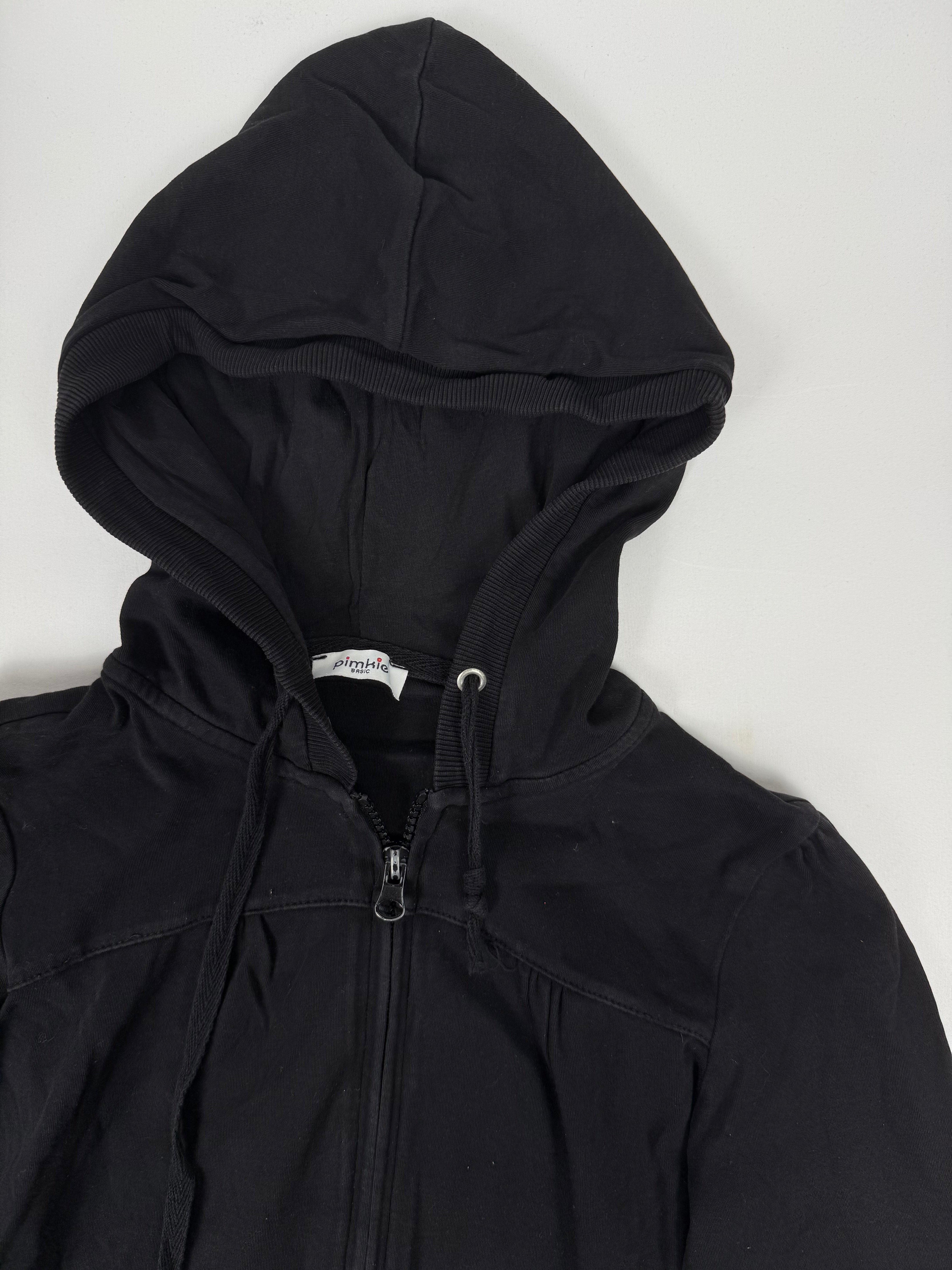 Black zip up cotton hoodie (S)