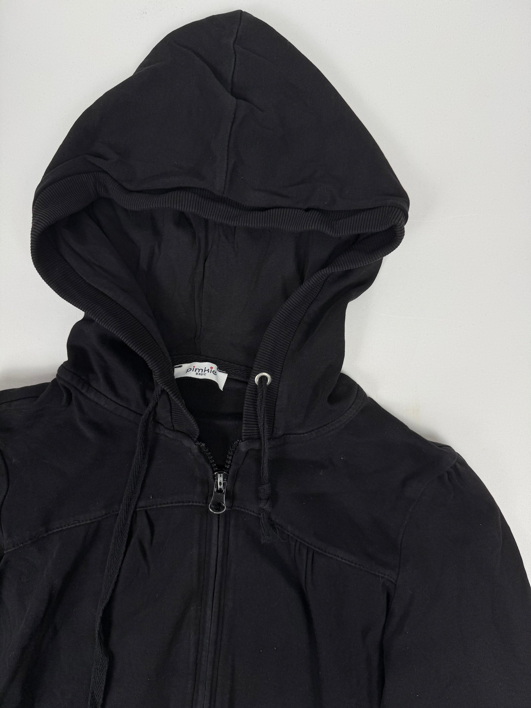 Black zip up cotton hoodie (S)