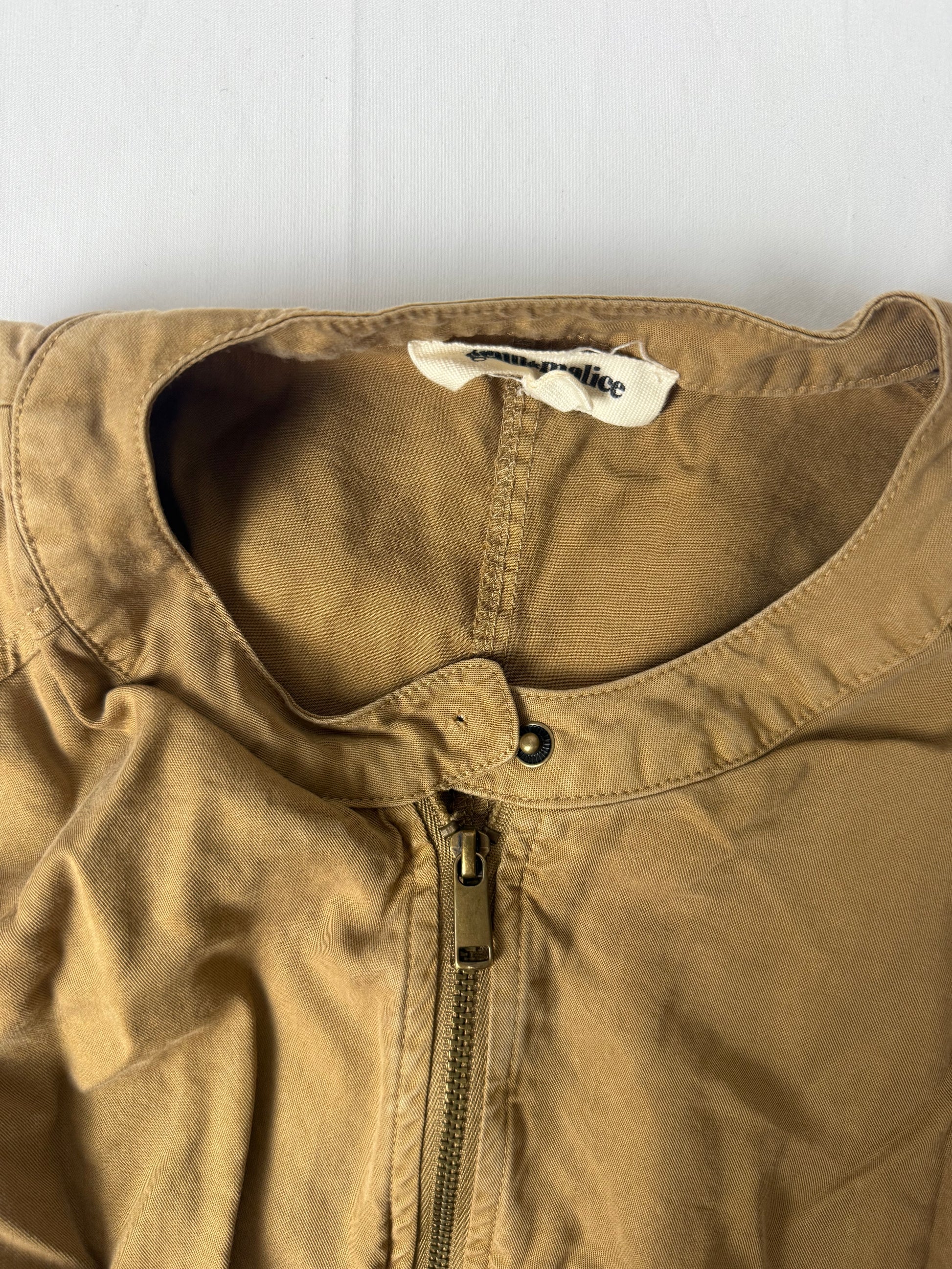 Beige 100% cotton biker jacket (L)