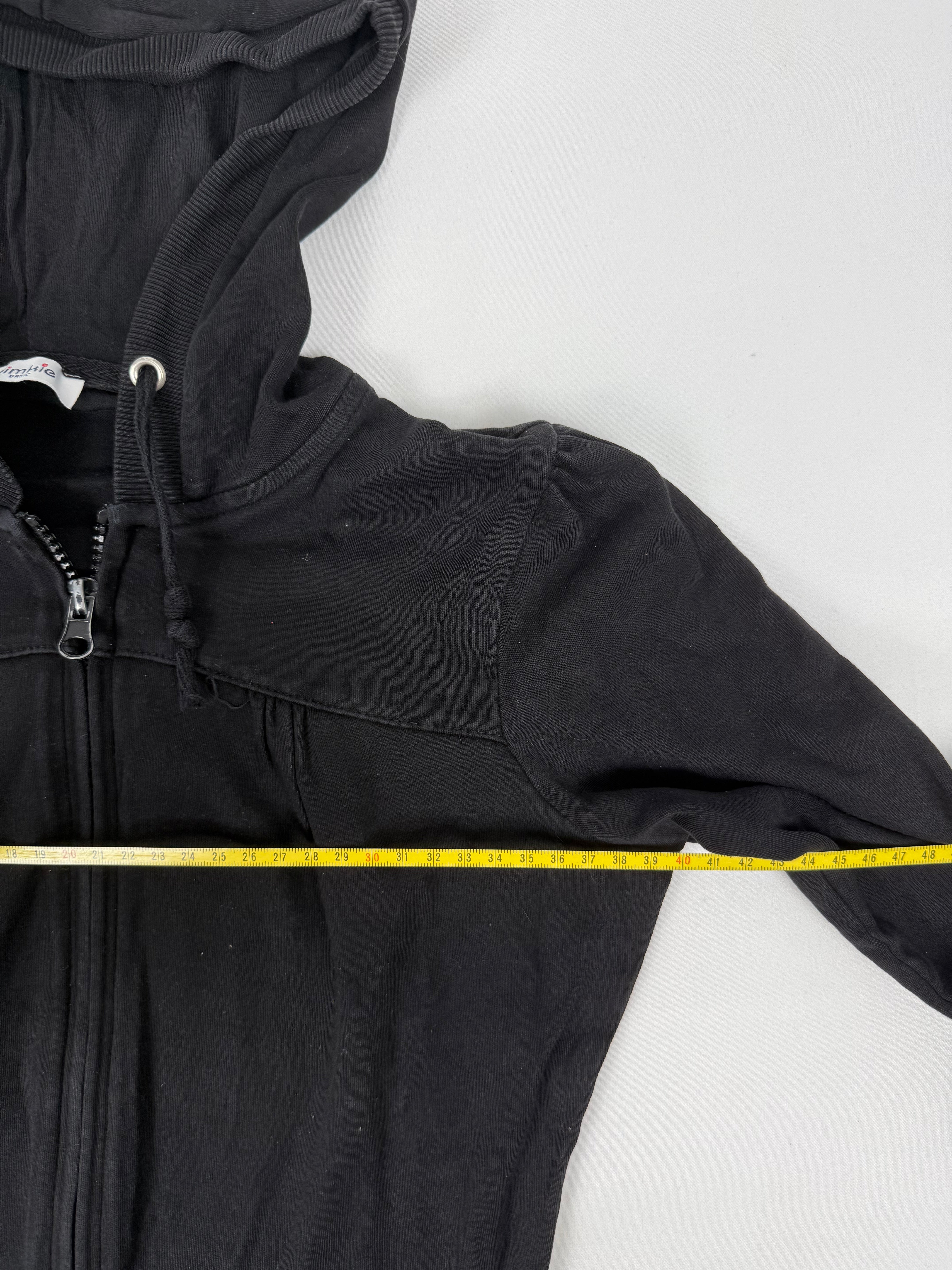 Black zip up cotton hoodie (S)