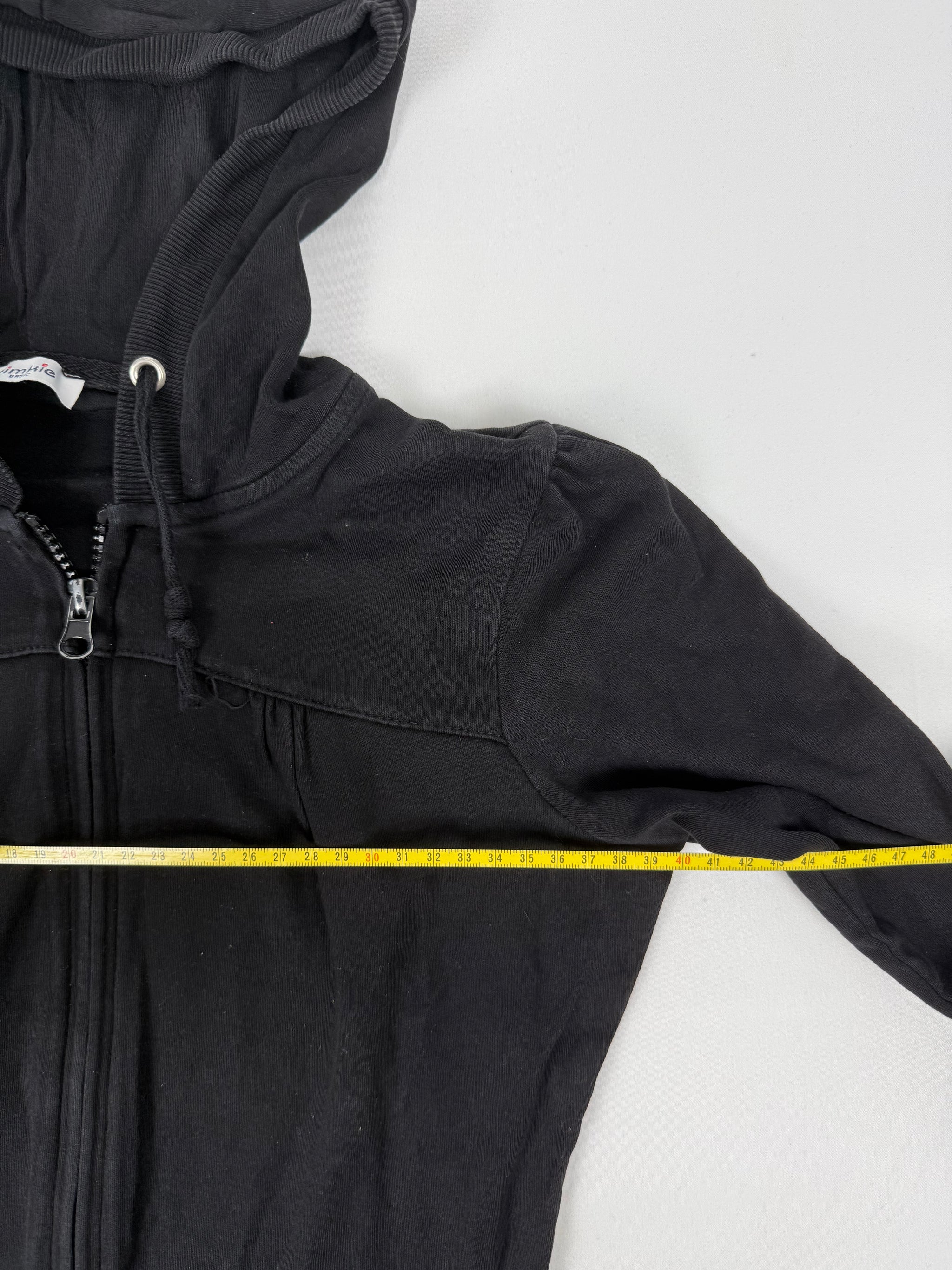 Black zip up cotton hoodie (S)