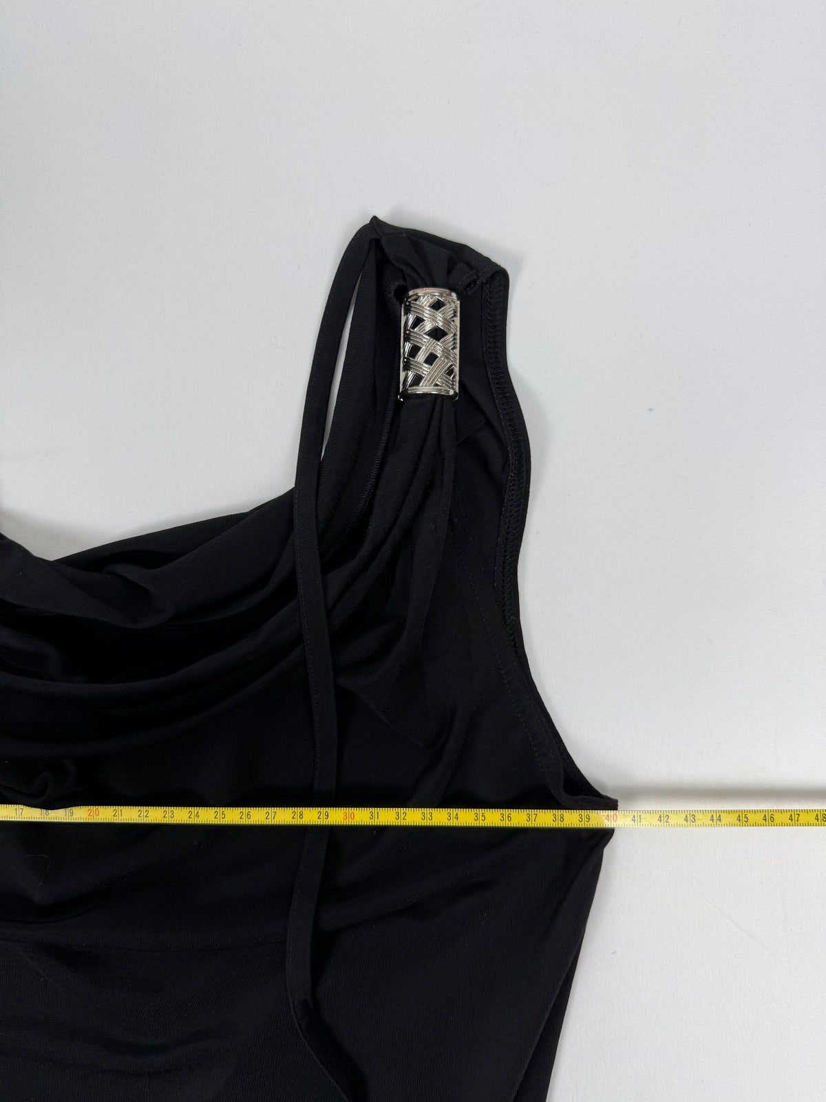 Black plunge neck tie up top (M)
