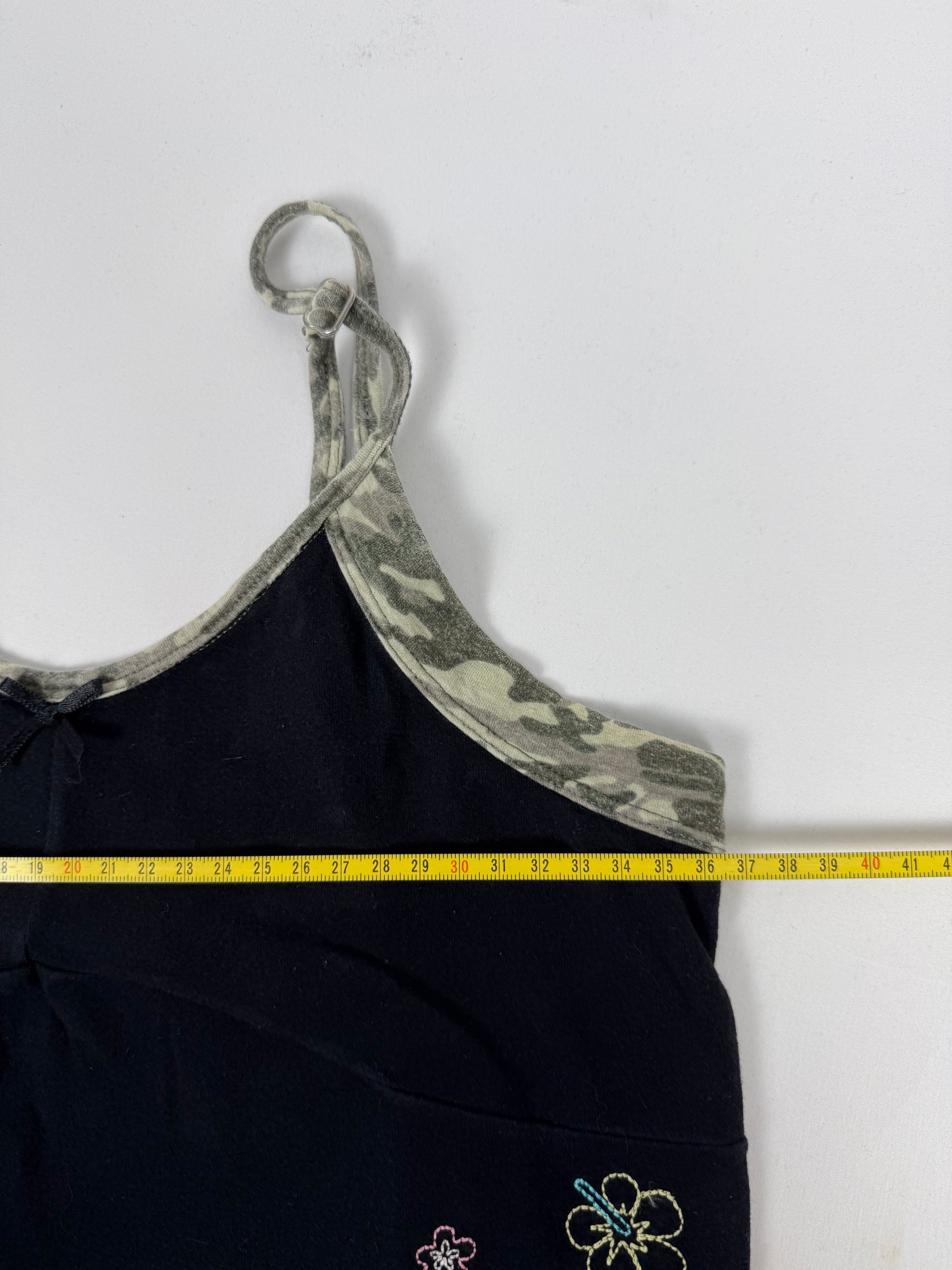 Black camo cotton top + shorty set (M)