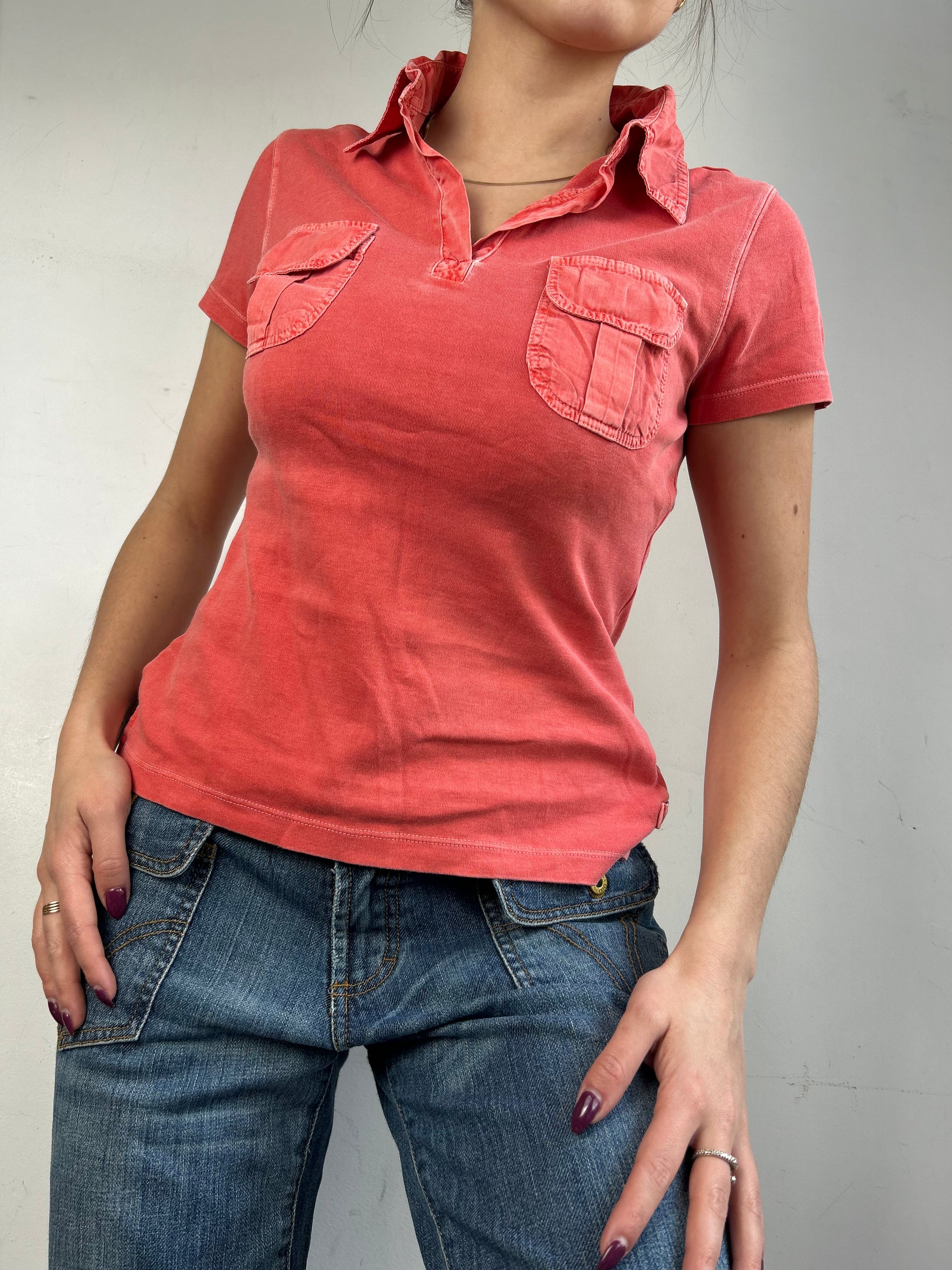 Orange 100% cotton polo tee (S/M)