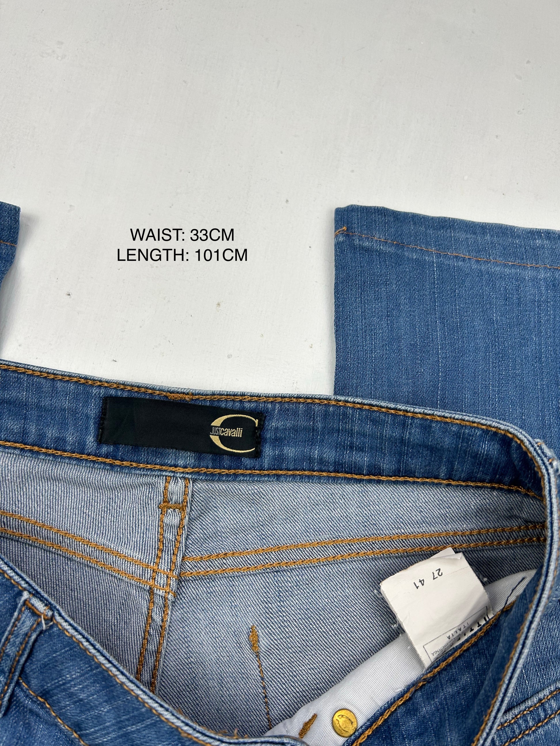 Strass denim low rise bootcut pants (S)