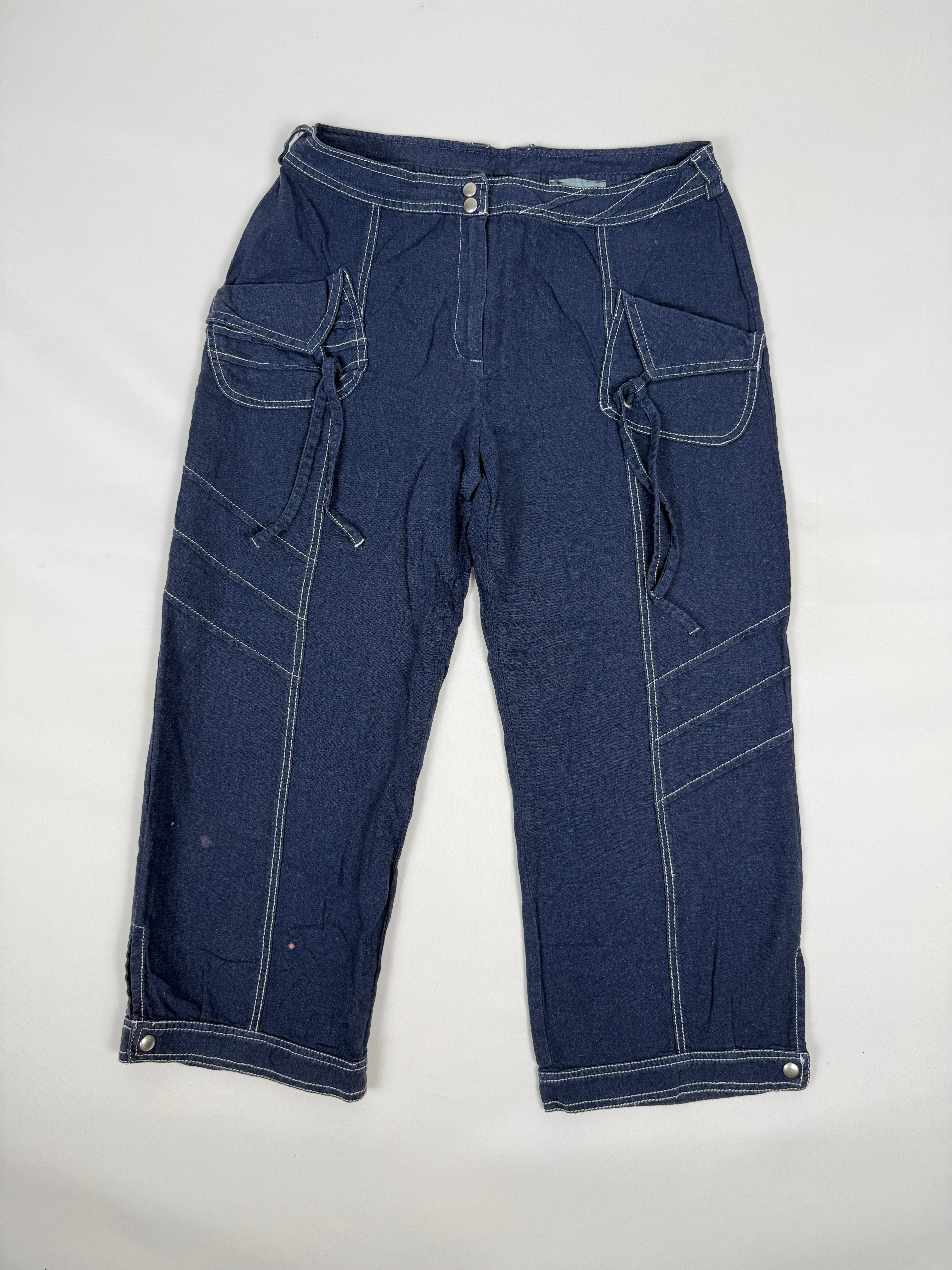 Navy denim cargo capri pants (M)