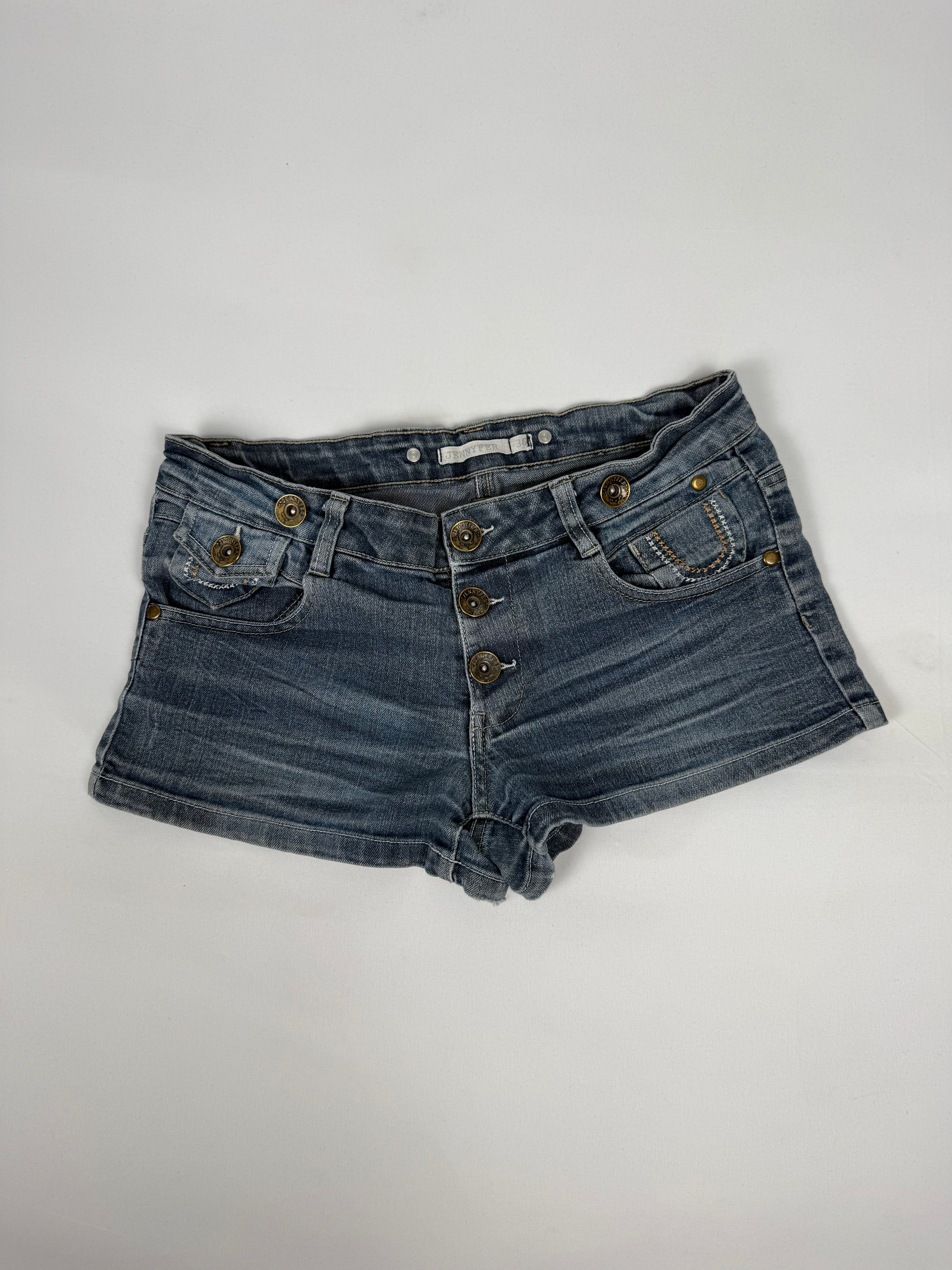 Navy denim mini short (S)
