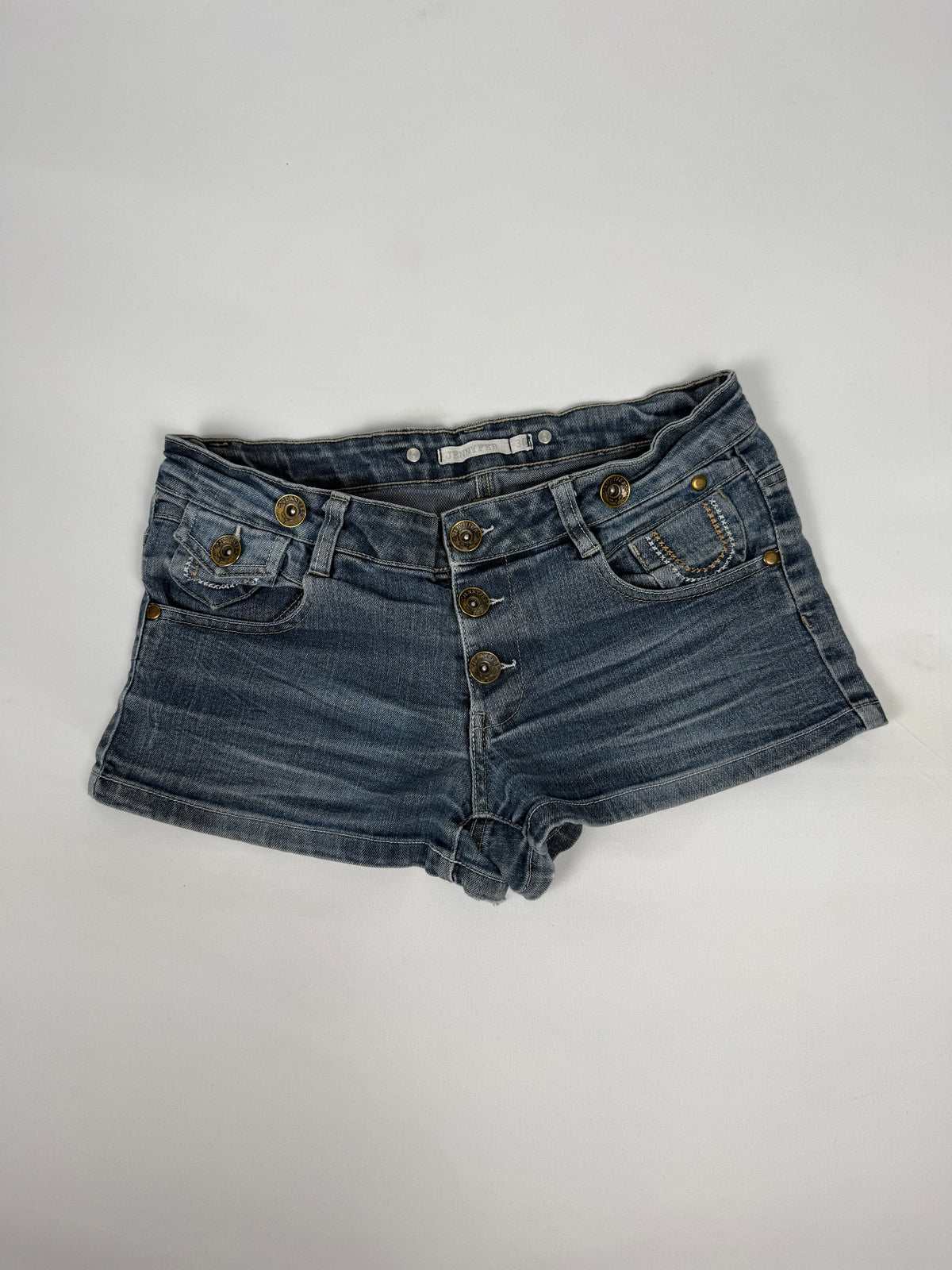 Navy denim mini short (S)